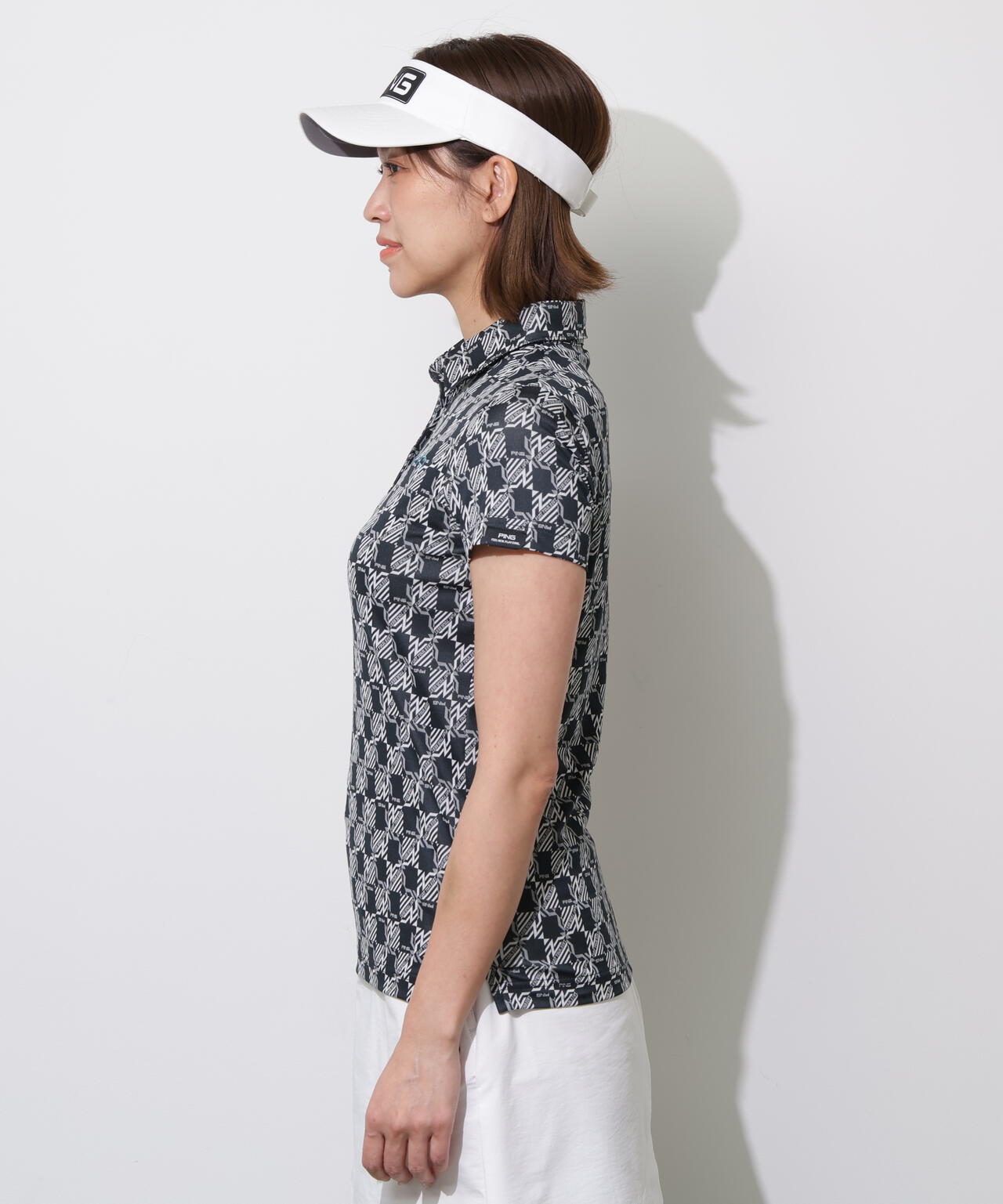 【PING APPAREL】AZモノグラムジャカードブロックロゴ半袖ポロシャツ ＜PERFORMANCE＞ (LADIES)