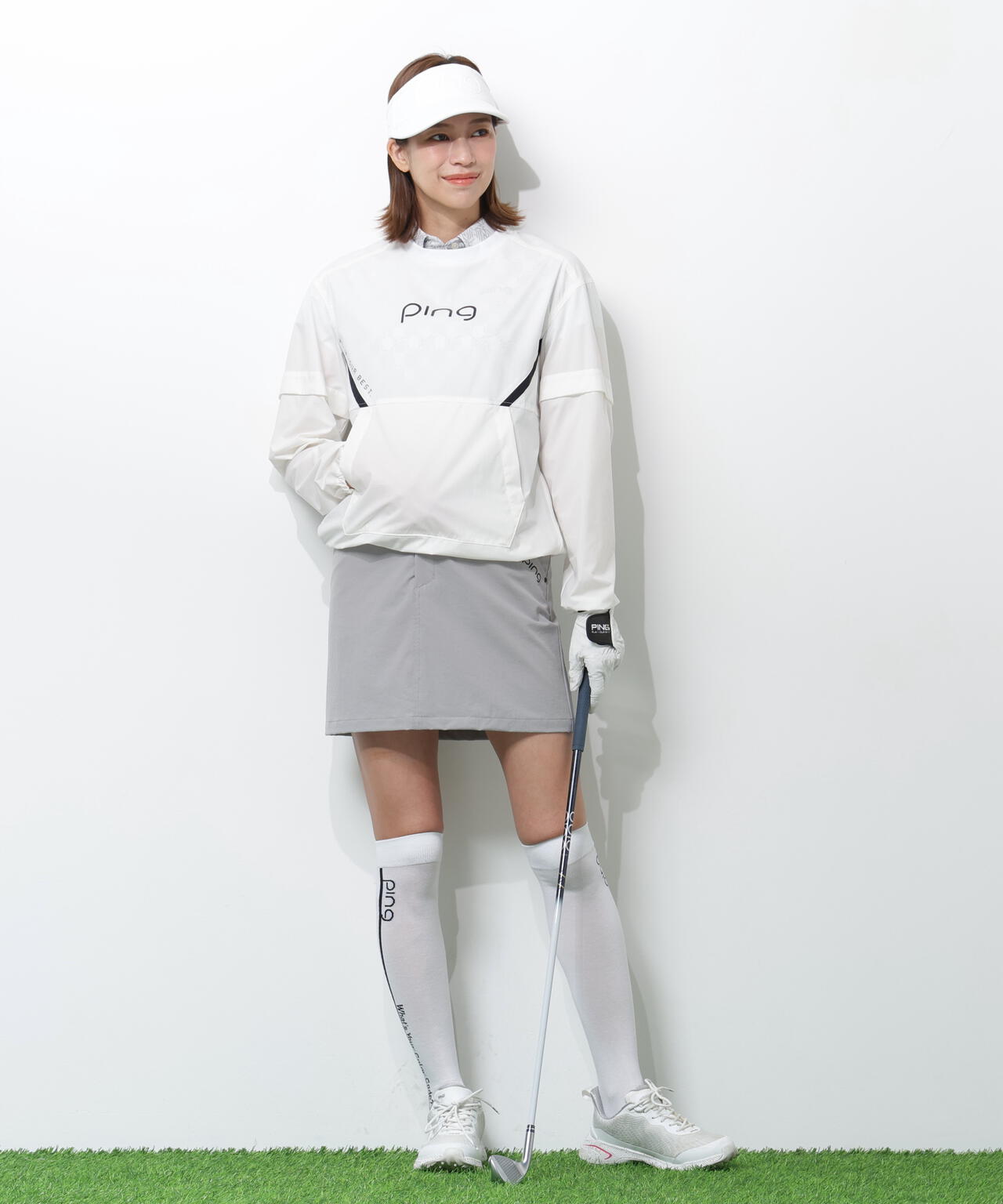 【PING APPAREL】AZモノグラムジャカードブロックロゴ半袖ポロシャツ ＜PERFORMANCE＞ (LADIES)