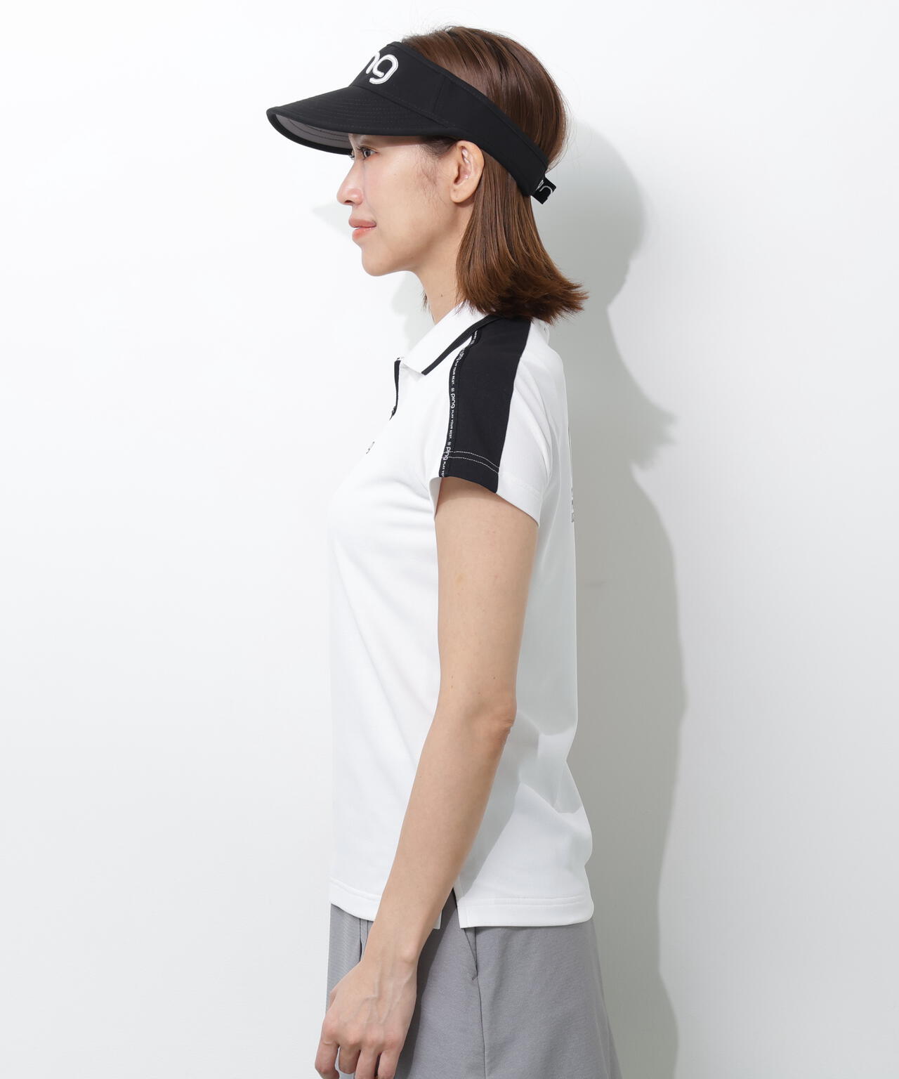 【PING APPAREL】切替ロゴテープカノコ半袖ハーフジップポロシャツ ＜PERFORMANCE＞ (LADIES)