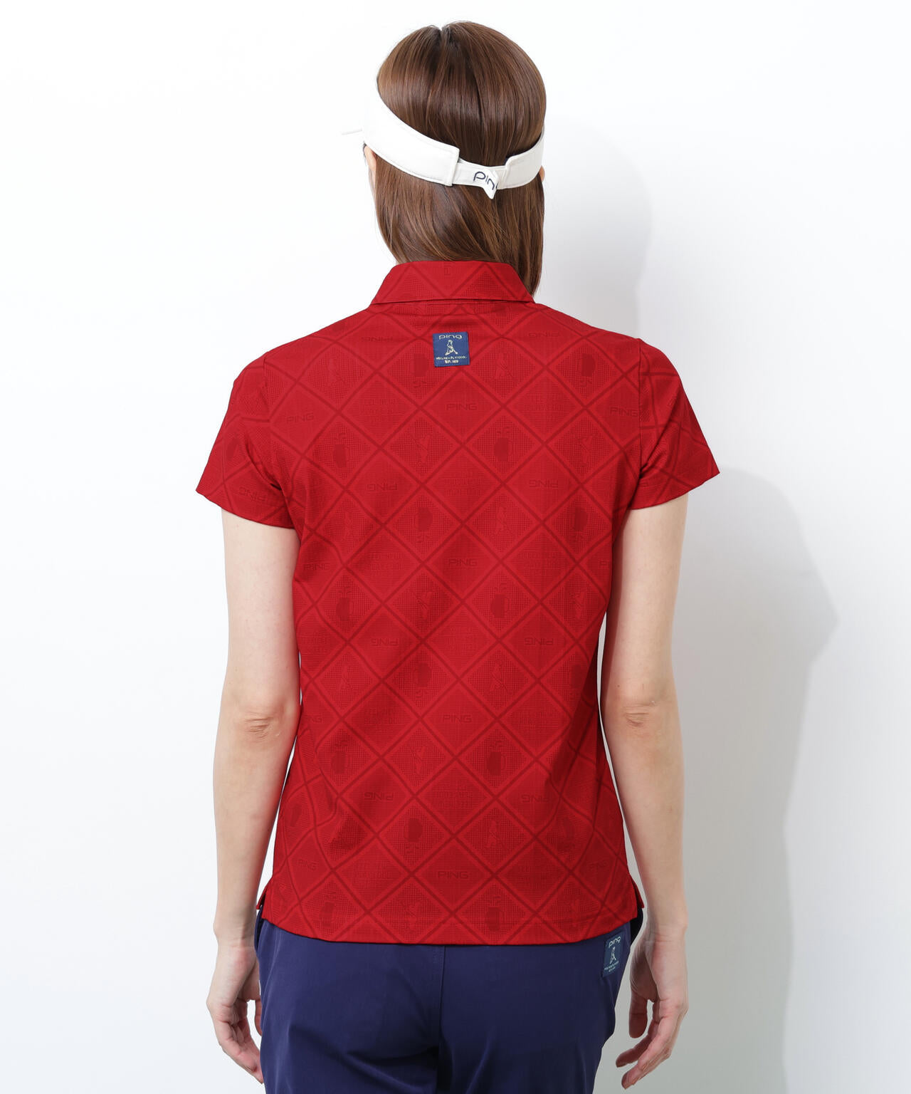 【PING APPAREL】バイアスチェックプリントEPIX変形ストレッチサッカー半袖ポロシャツ ＜NATIVE＞ (LADIES)