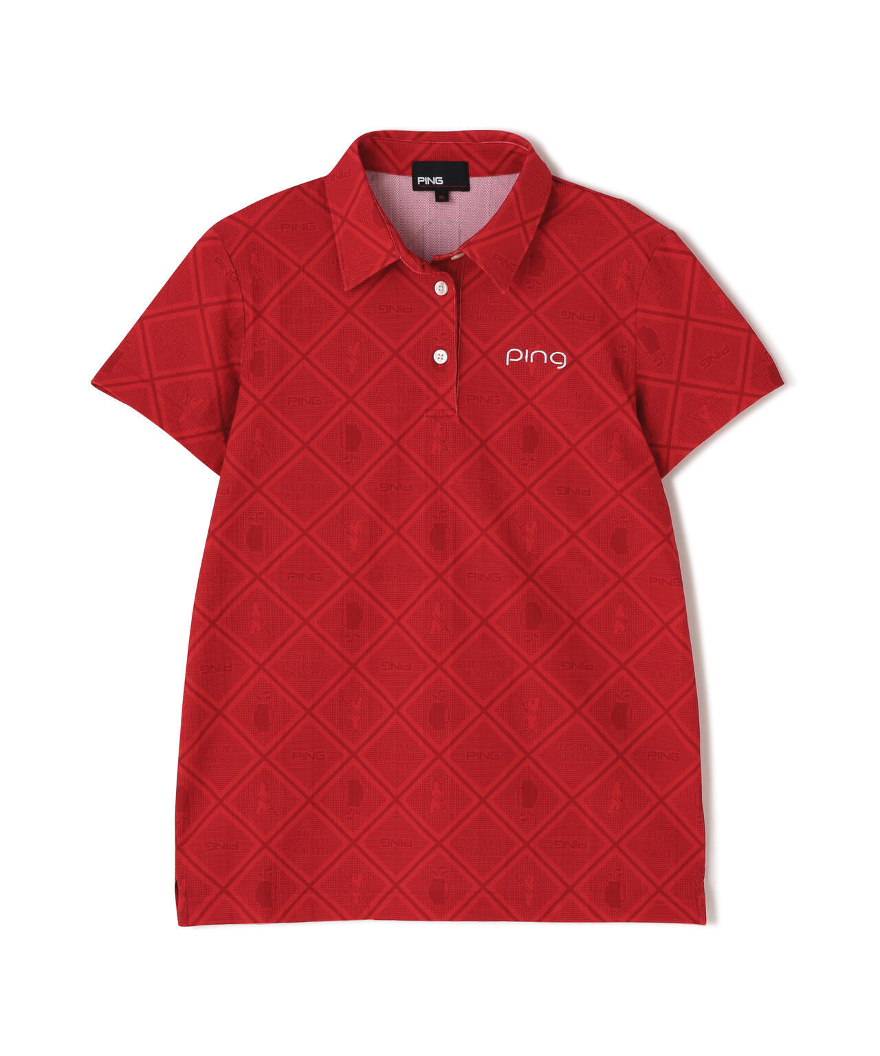 【PING APPAREL】バイアスチェックプリントEPIX変形ストレッチサッカー半袖ポロシャツ ＜NATIVE＞ (LADIES)