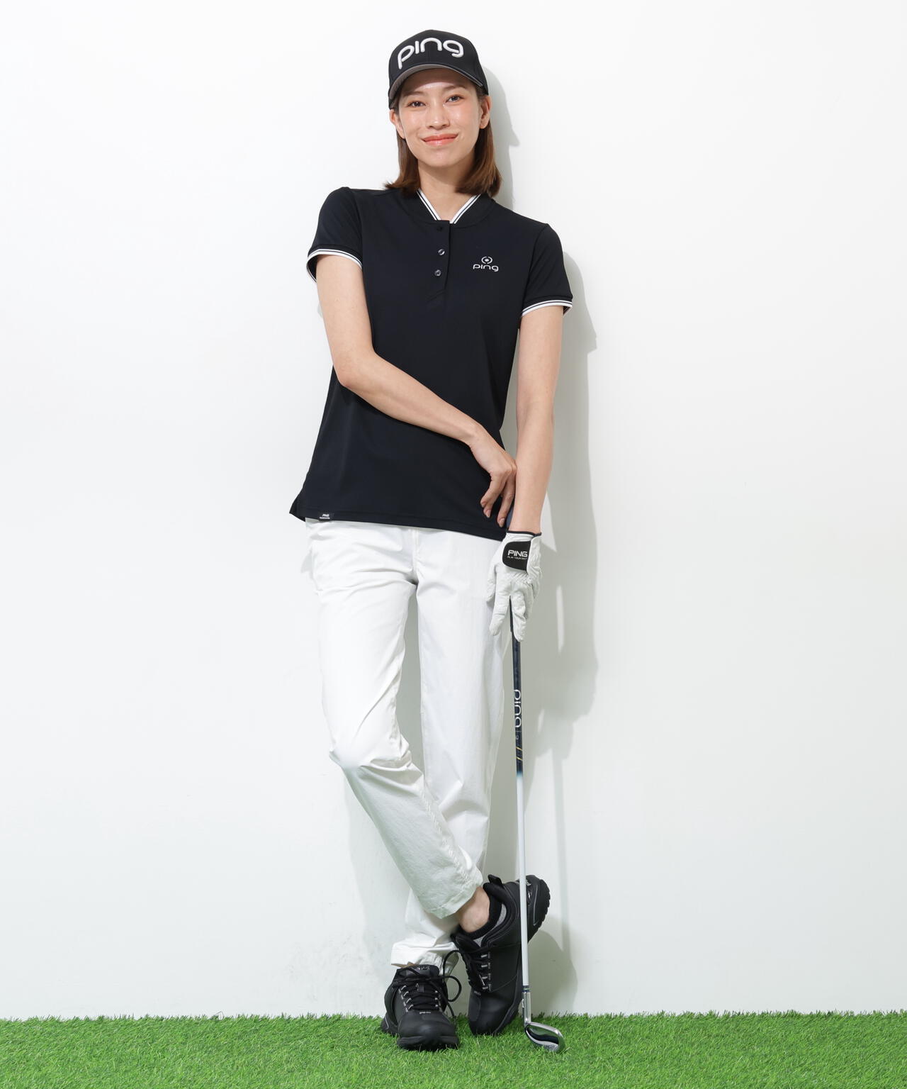 【PING APPAREL】スーパーシェルター06ラインリブ半袖カノコポロシャツ ＜PERFORMANCE＞ (LADIES)