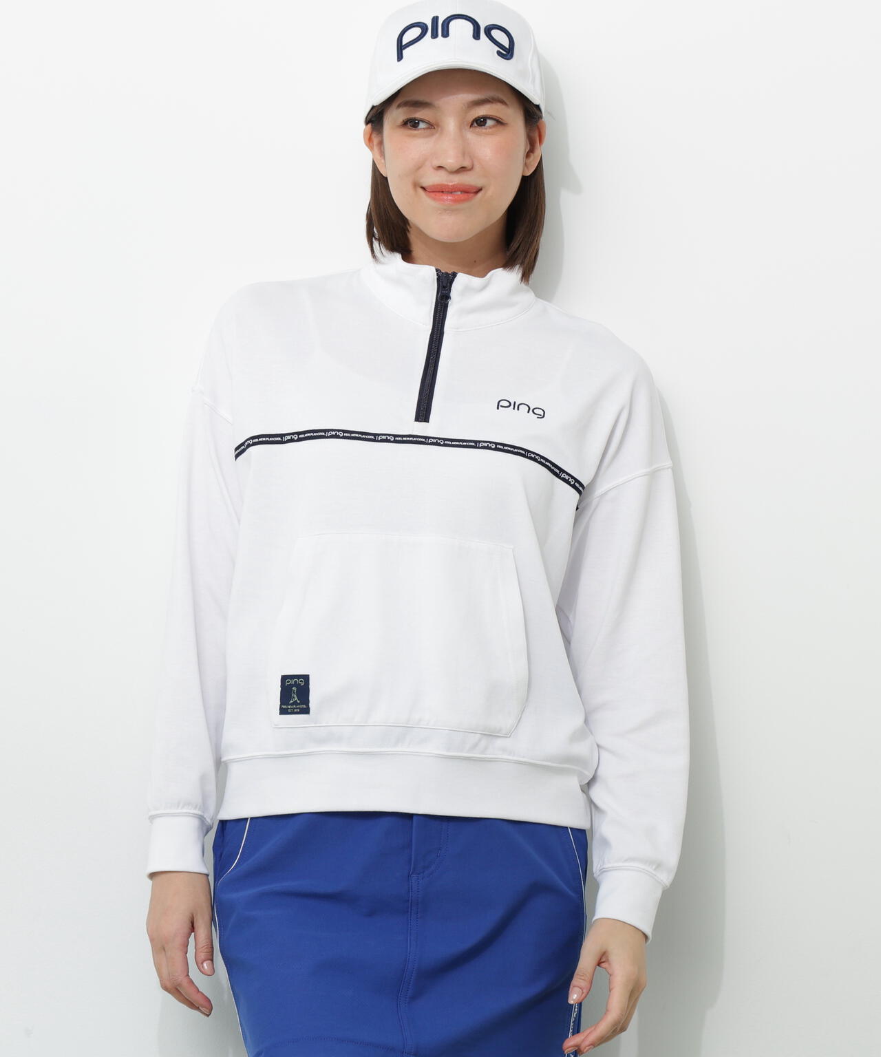 【PING APPAREL】全方向ストレッチダブルフェイスドライミックスアイストーンハーフジップカットソー＜NATIVE＞ (LADIES)