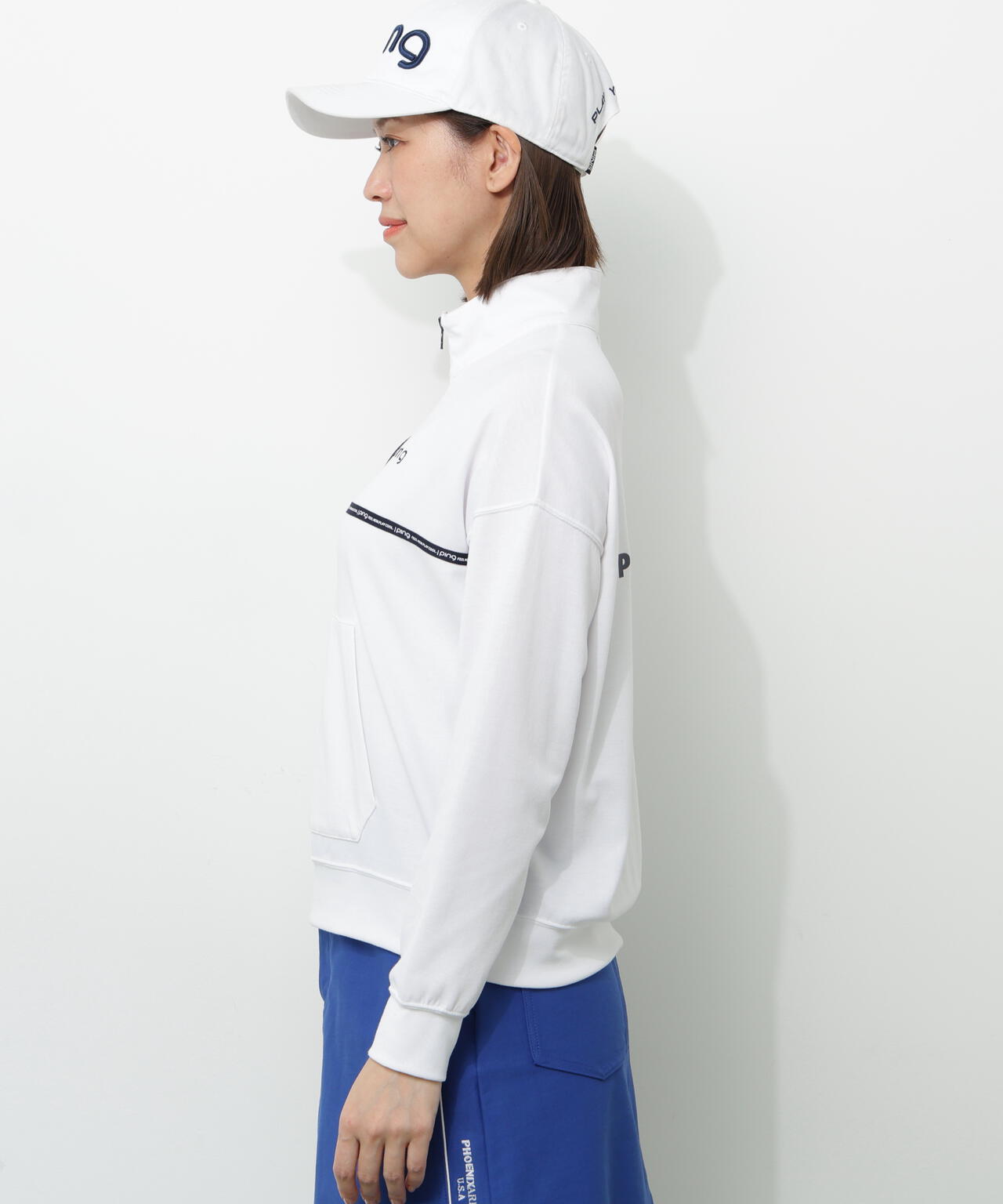【PING APPAREL】全方向ストレッチダブルフェイスドライミックスアイストーンハーフジップカットソー＜NATIVE＞ (LADIES)