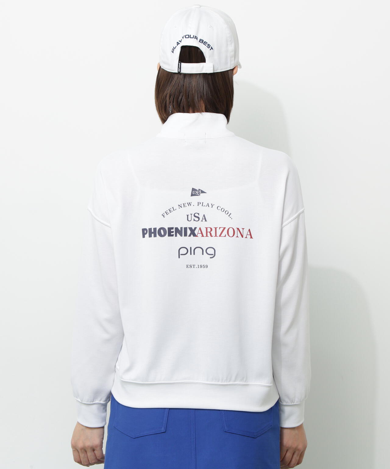【PING APPAREL】全方向ストレッチダブルフェイスドライミックスアイストーンハーフジップカットソー＜NATIVE＞ (LADIES)