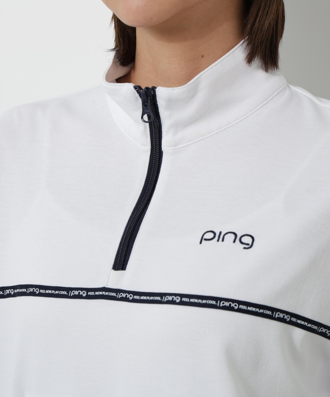 【PING APPAREL】全方向ストレッチダブルフェイスドライミックスアイストーンハーフジップカットソー＜NATIVE＞ (LADIES)