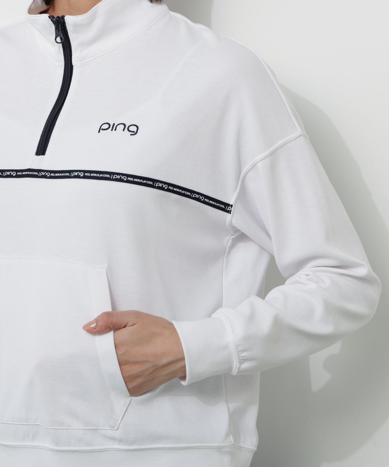 【PING APPAREL】全方向ストレッチダブルフェイスドライミックスアイストーンハーフジップカットソー＜NATIVE＞ (LADIES)