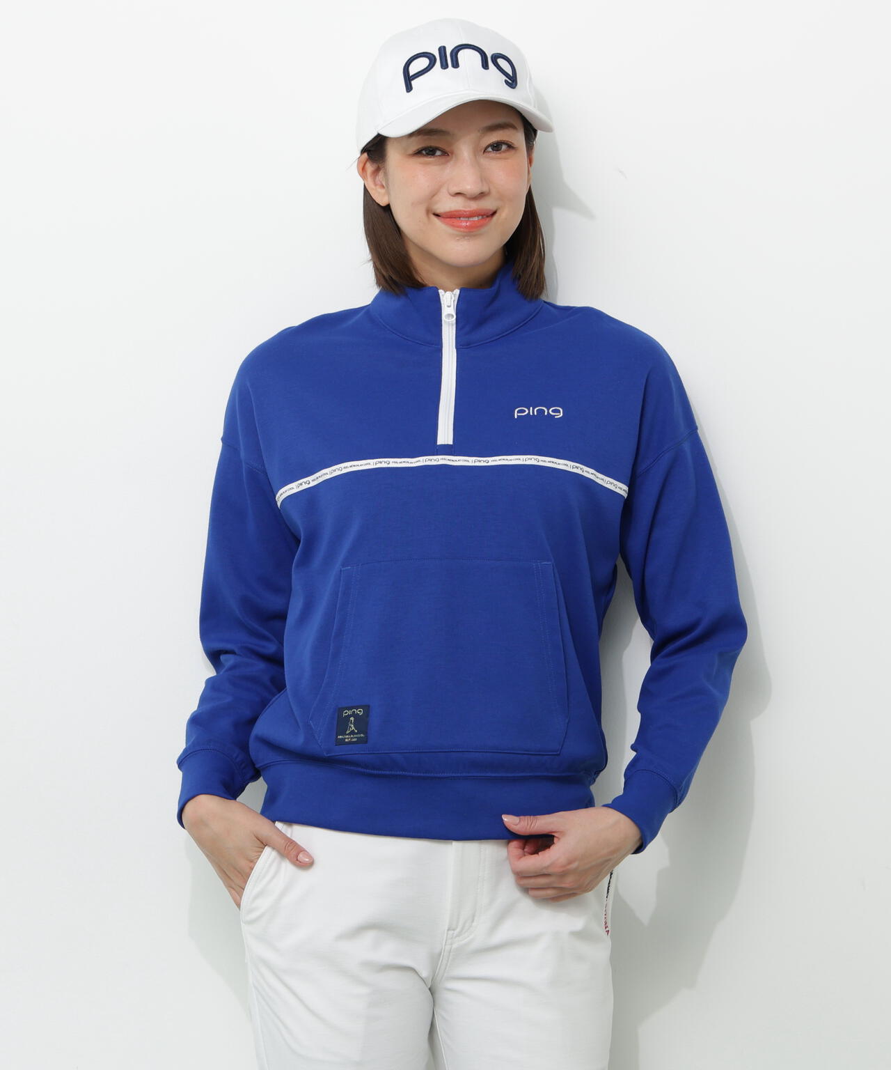 【PING APPAREL】全方向ストレッチダブルフェイスドライミックスアイストーンハーフジップカットソー＜NATIVE＞ (LADIES)