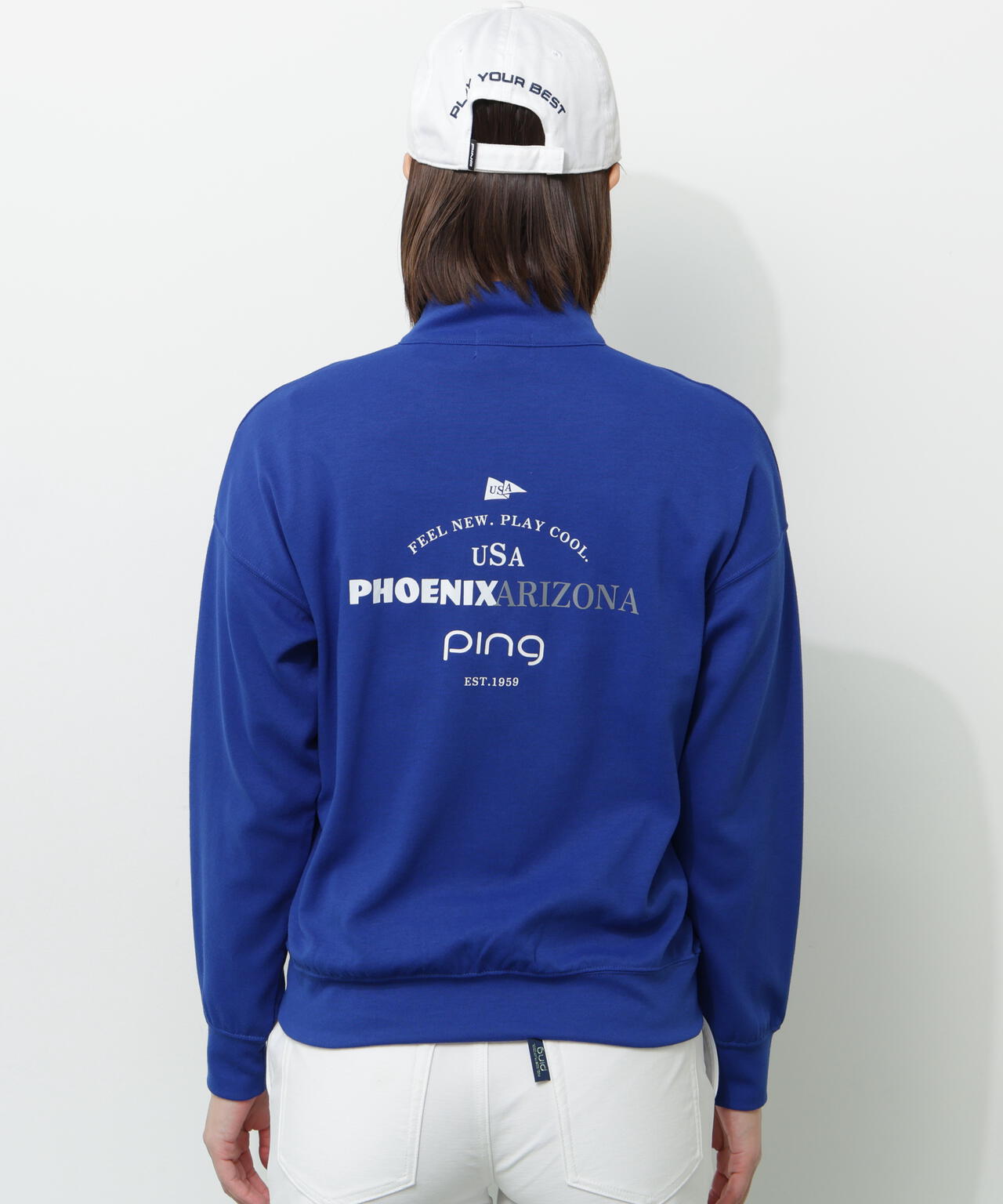 【PING APPAREL】全方向ストレッチダブルフェイスドライミックスアイストーンハーフジップカットソー＜NATIVE＞ (LADIES)