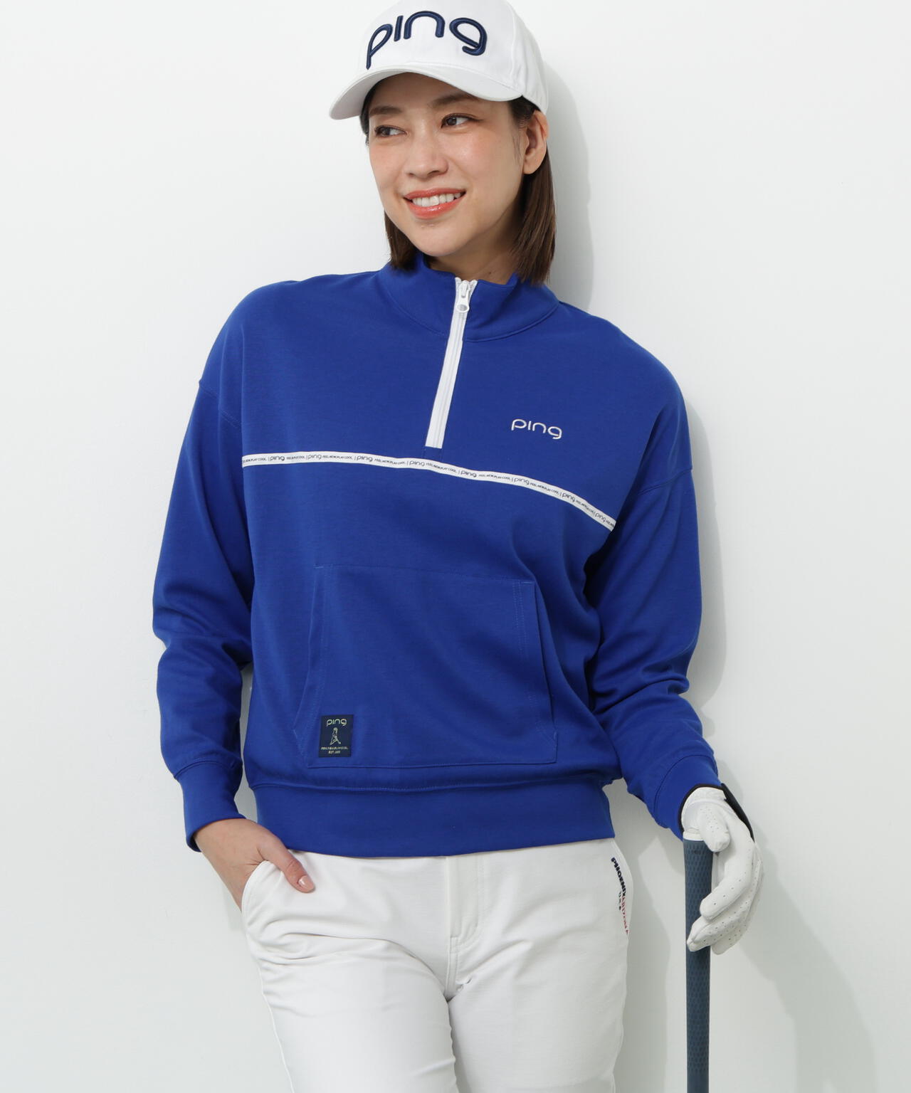 【PING APPAREL】全方向ストレッチダブルフェイスドライミックスアイストーンハーフジップカットソー＜NATIVE＞ (LADIES)