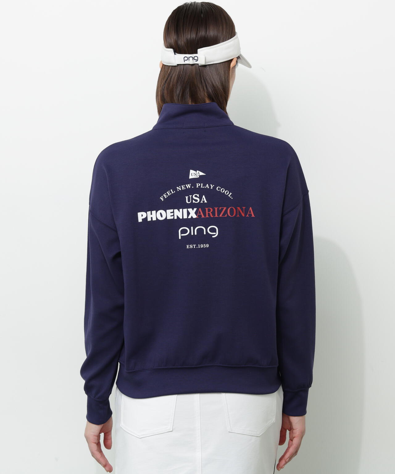 【PING APPAREL】全方向ストレッチダブルフェイスドライミックスアイストーンハーフジップカットソー＜NATIVE＞ (LADIES)