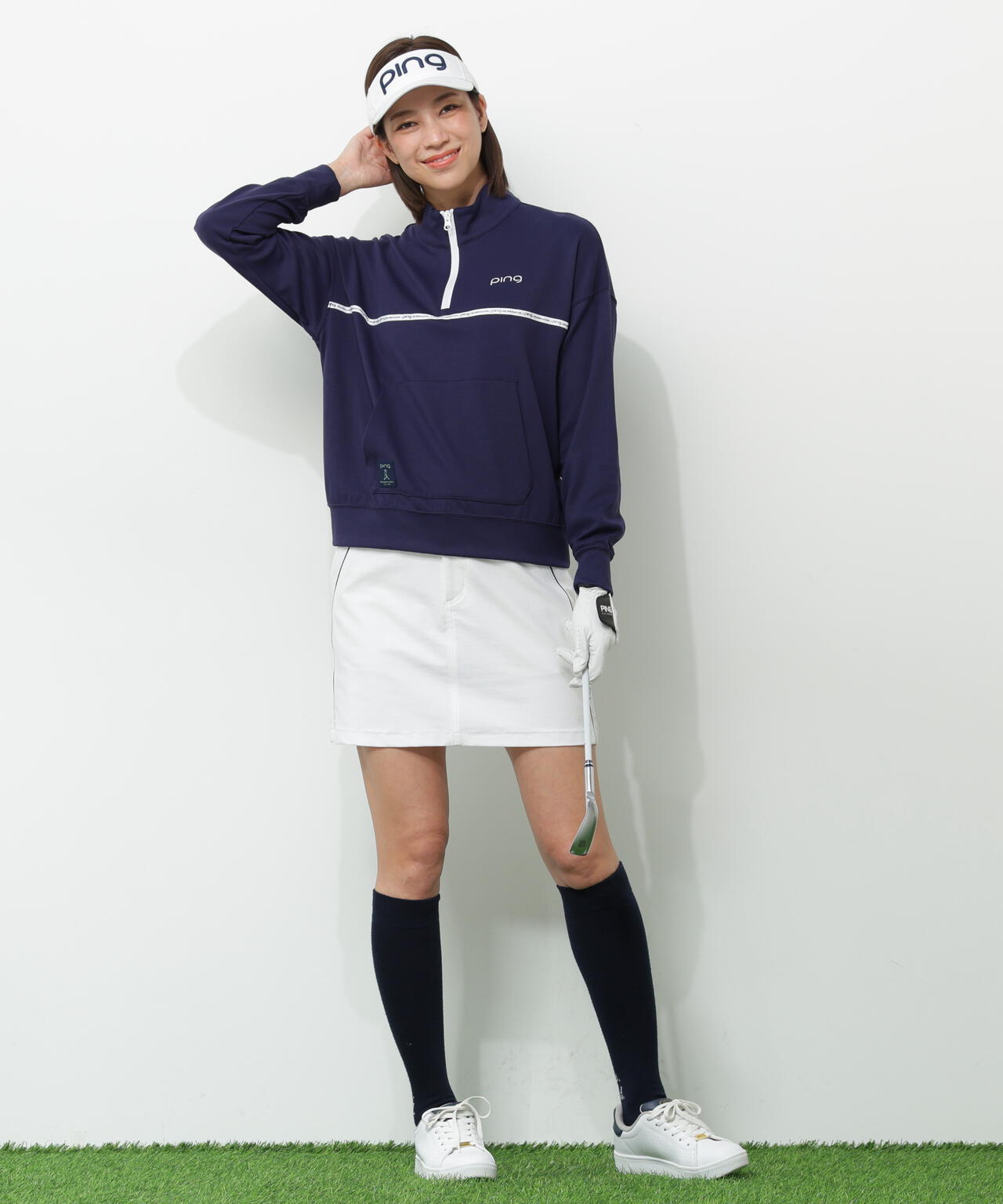 【PING APPAREL】全方向ストレッチダブルフェイスドライミックスアイストーンハーフジップカットソー＜NATIVE＞ (LADIES)