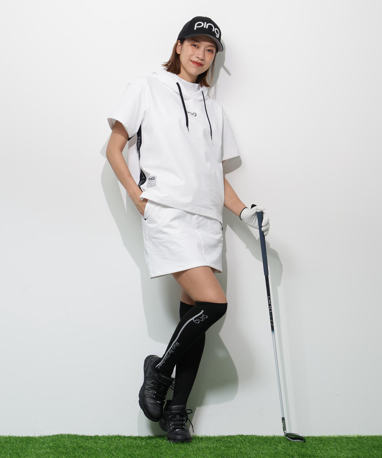 【PING APPAREL】半袖フーディプルオーバー ＜GOLD＞ (LADIES)