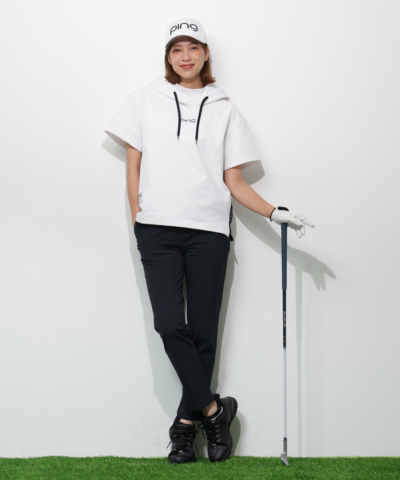 【PING APPAREL】半袖フーディプルオーバー ＜GOLD＞ (LADIES)
