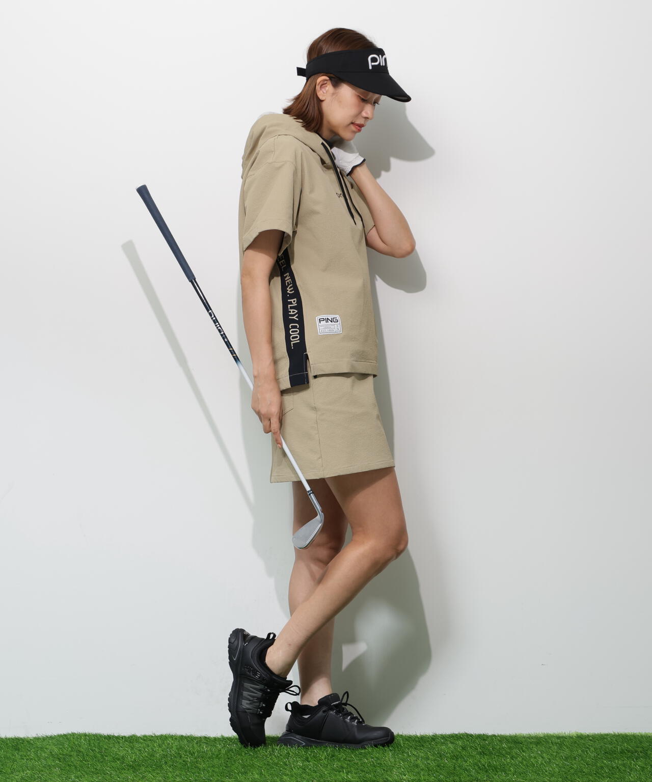 【PING APPAREL】半袖フーディプルオーバー ＜GOLD＞ (LADIES)