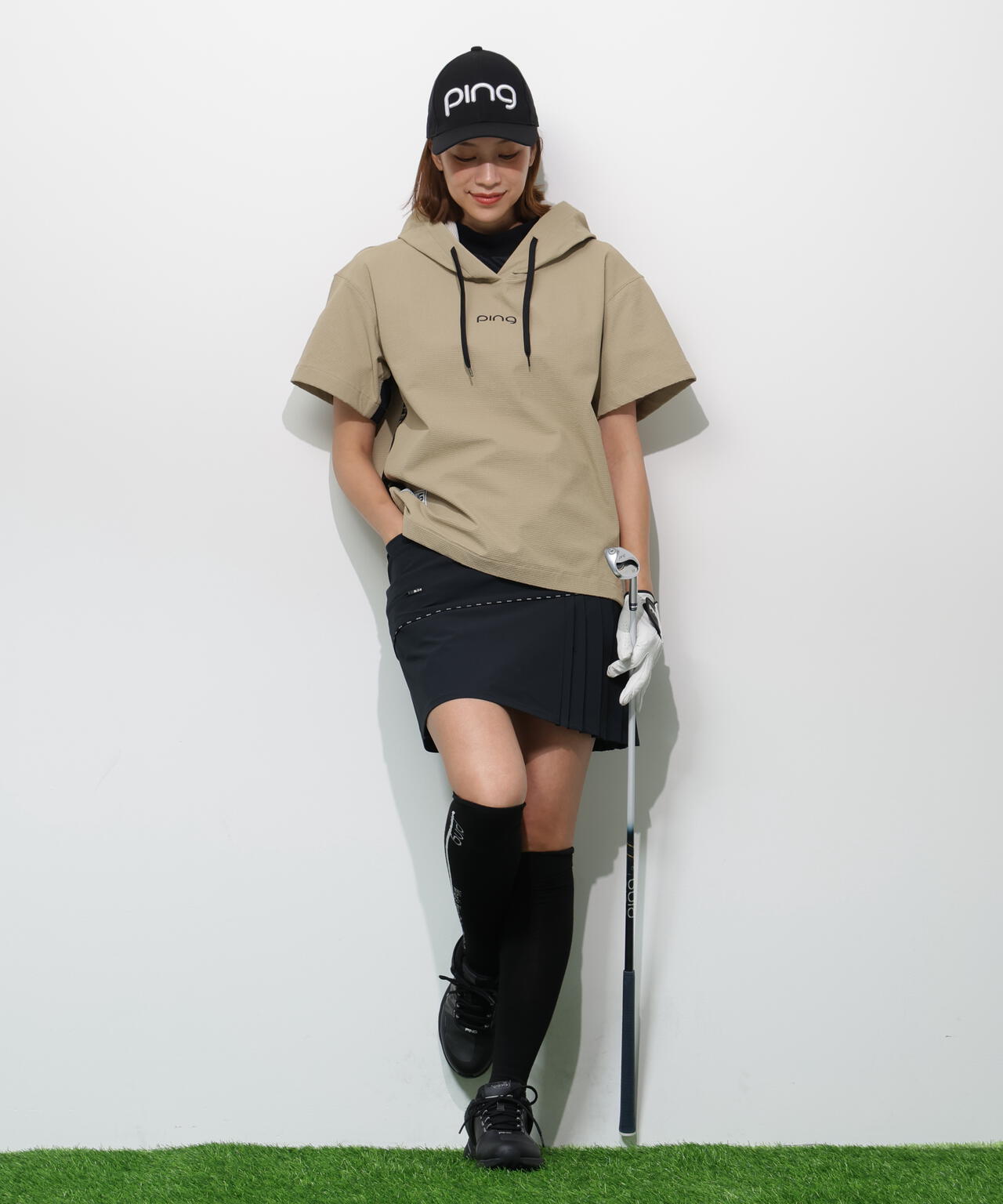 【PING APPAREL】半袖フーディプルオーバー ＜GOLD＞ (LADIES)