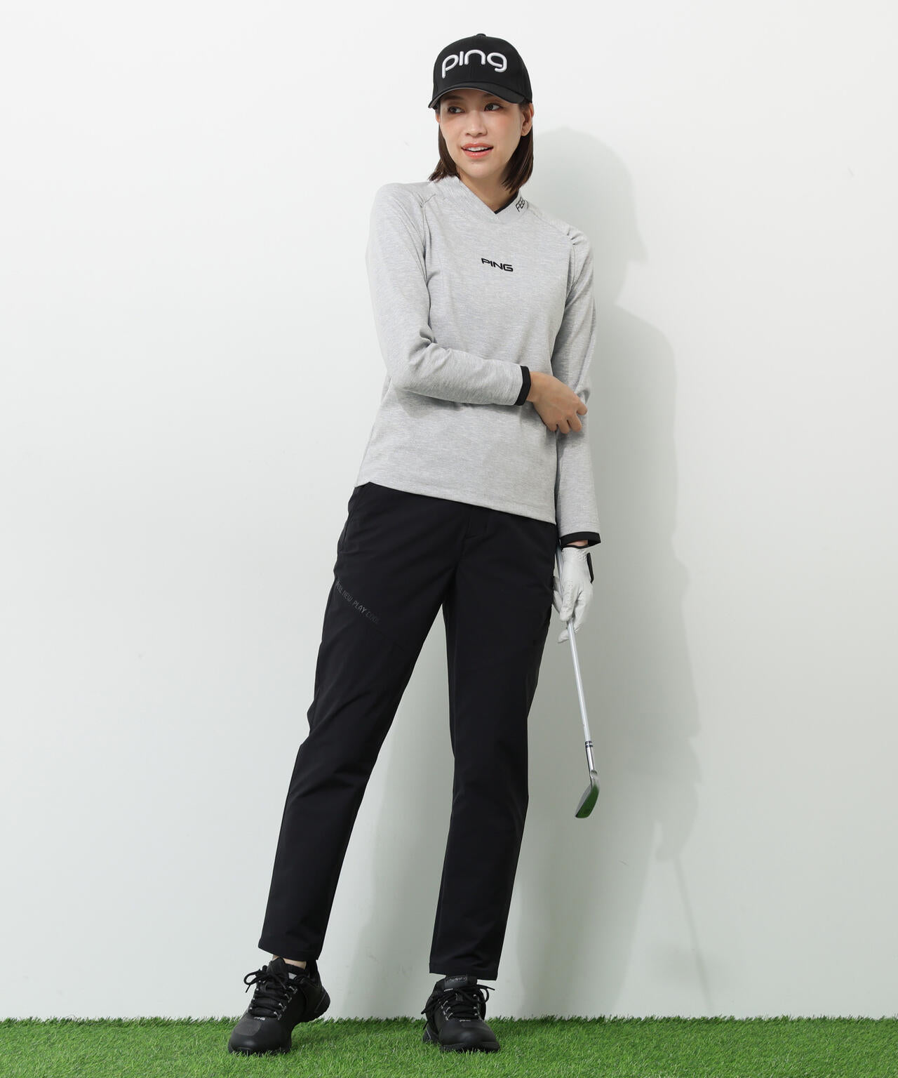【PING APPAREL】冷感ポンチハイネックシャツ ＜GOLD＞ (LADIES)
