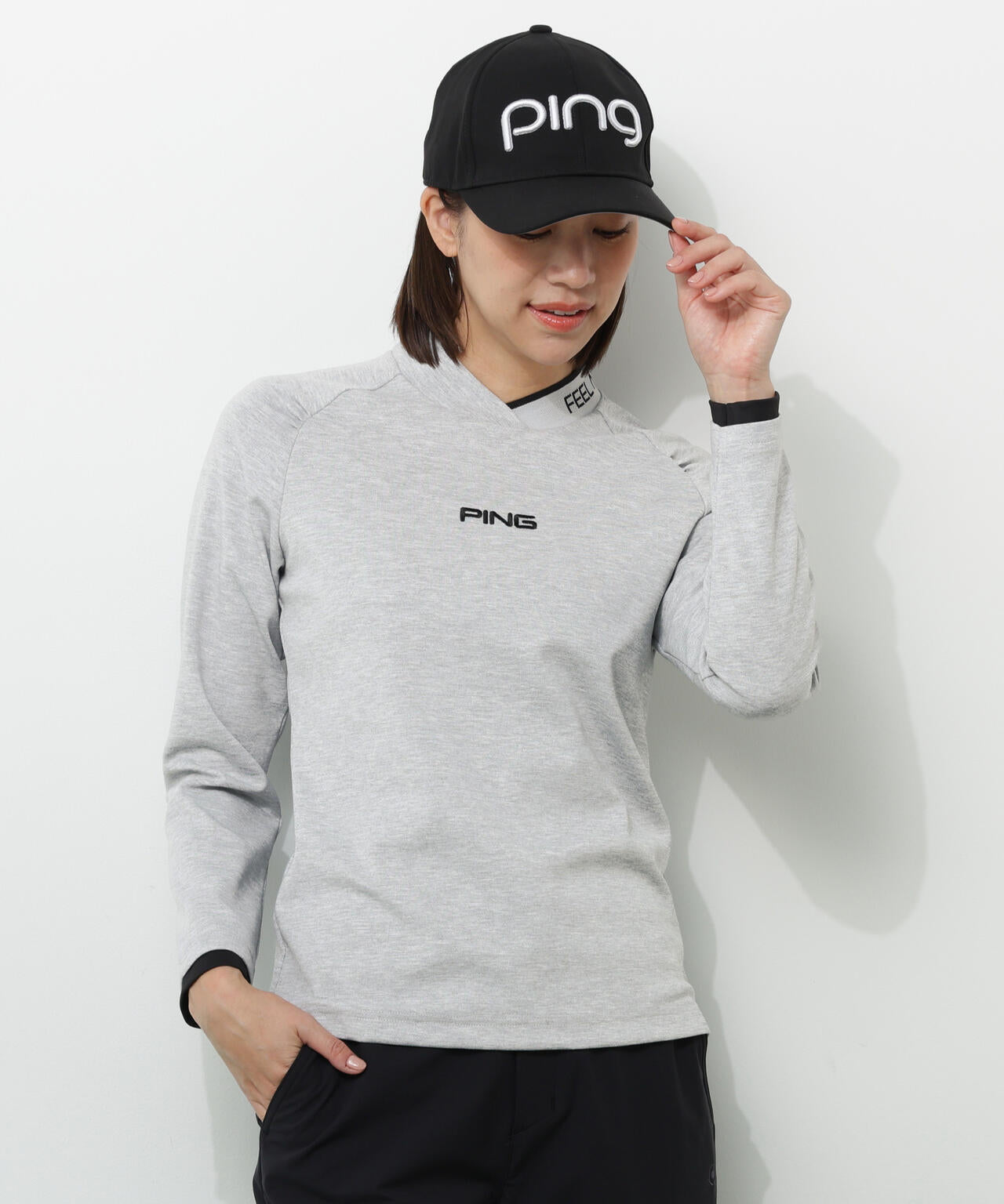 【PING APPAREL】冷感ポンチハイネックシャツ ＜GOLD＞ (LADIES)