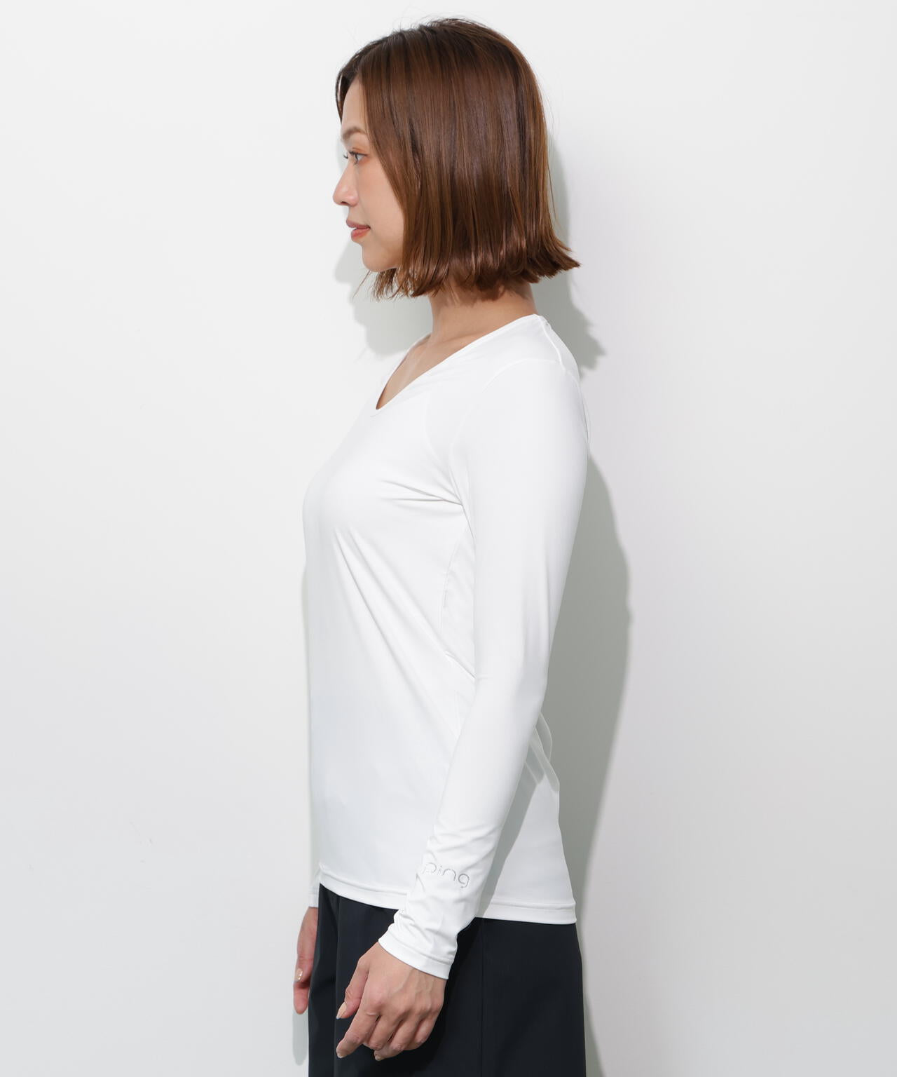 【PING APPAREL】【UVカット・接触冷感】Uネック長袖インナーシャツ ＜GOLD＞ (LADIES)