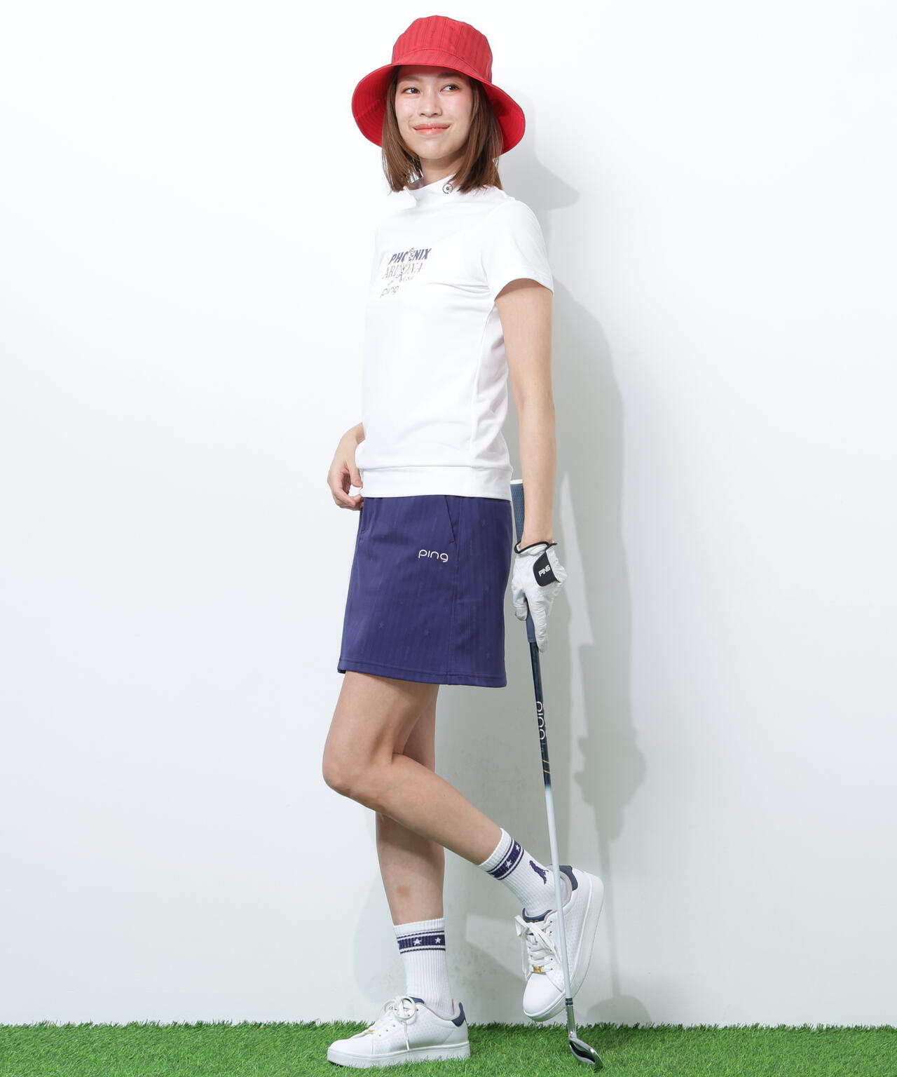 【PING APPAREL】SNAPTEXカノコインレーMr.PINGプリント半袖ハイネックカットソー ＜NATIVE＞ (LADIES)