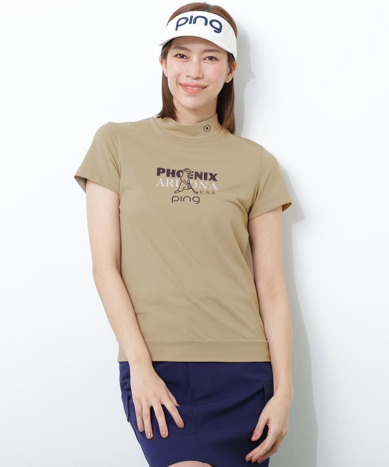 【PING APPAREL】SNAPTEXカノコインレーMr.PINGプリント半袖ハイネックカットソー ＜NATIVE＞ (LADIES)