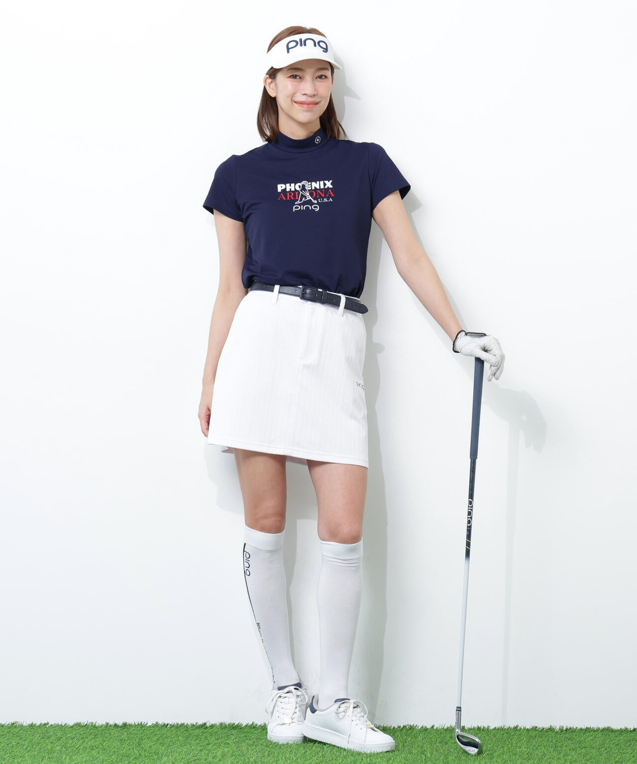 【PING APPAREL】SNAPTEXカノコインレーMr.PINGプリント半袖ハイネックカットソー ＜NATIVE＞ (LADIES)