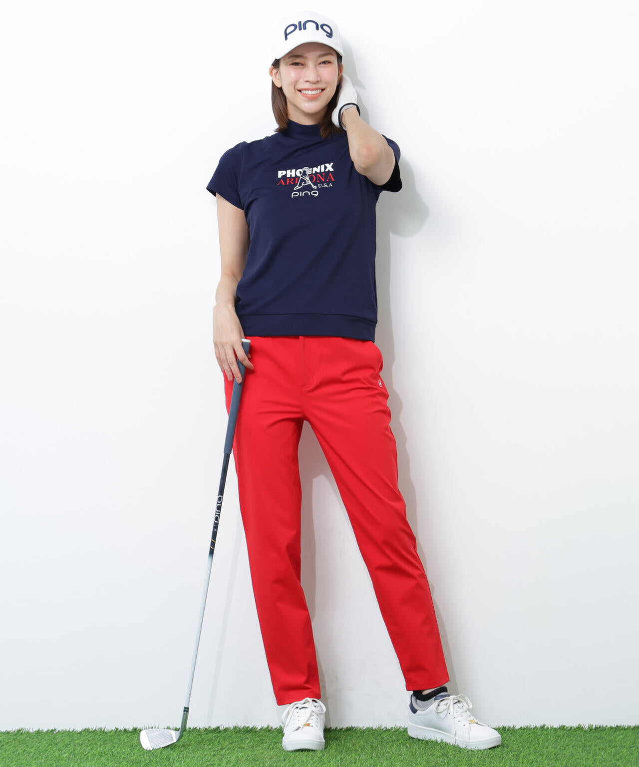 【PING APPAREL】SNAPTEXカノコインレーMr.PINGプリント半袖ハイネックカットソー ＜NATIVE＞ (LADIES)