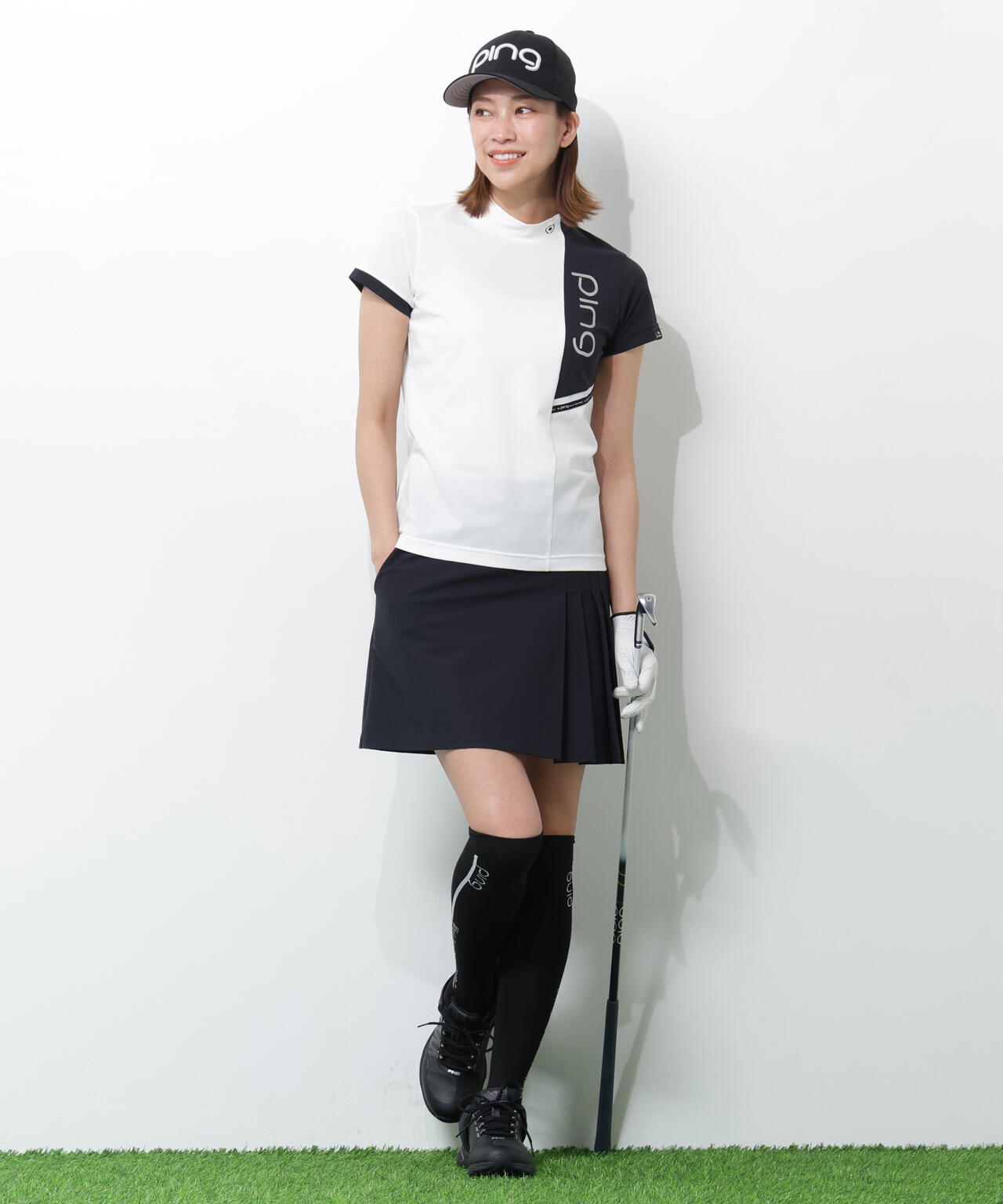 【PING APPAREL】クイックドライバイカラー半袖カノコハイネックカットソー ＜PERFORMANCE＞ (LADIES)