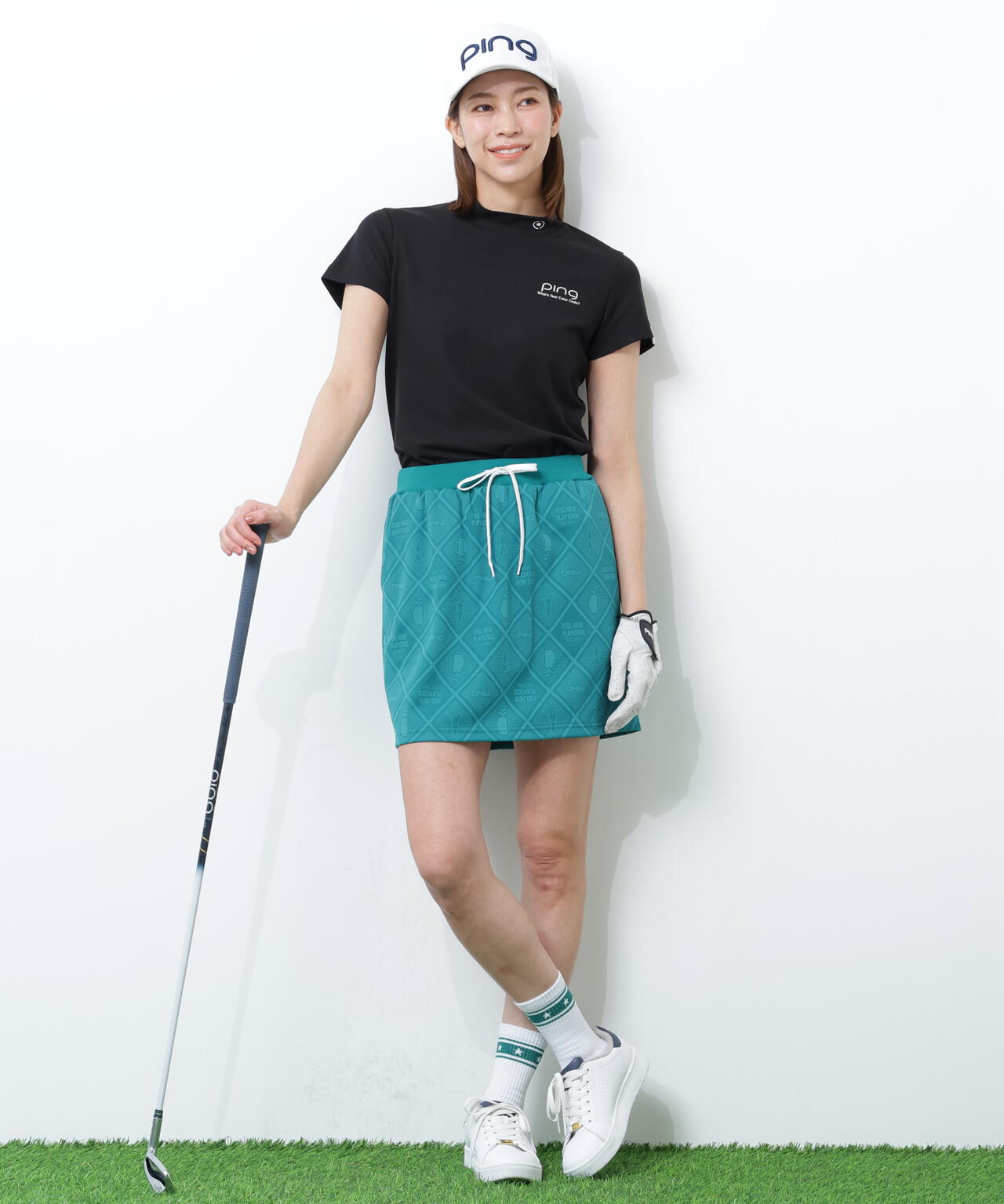【PING APPAREL】【10カラーシリーズ】PEカノコ半袖ハイネックシャツ ＜NATIVE＞ (LADIES)