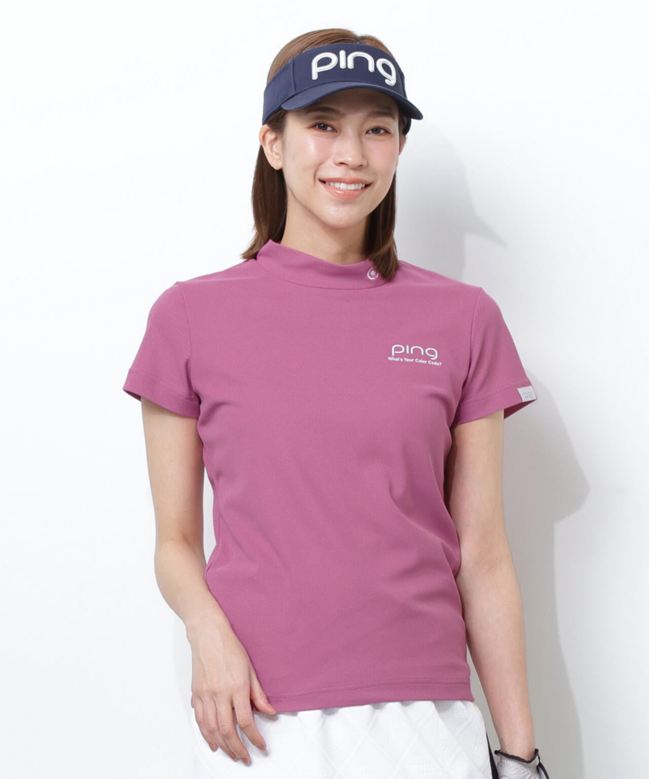 【PING APPAREL】【10カラーシリーズ】PEカノコ半袖ハイネックシャツ ＜NATIVE＞ (LADIES)