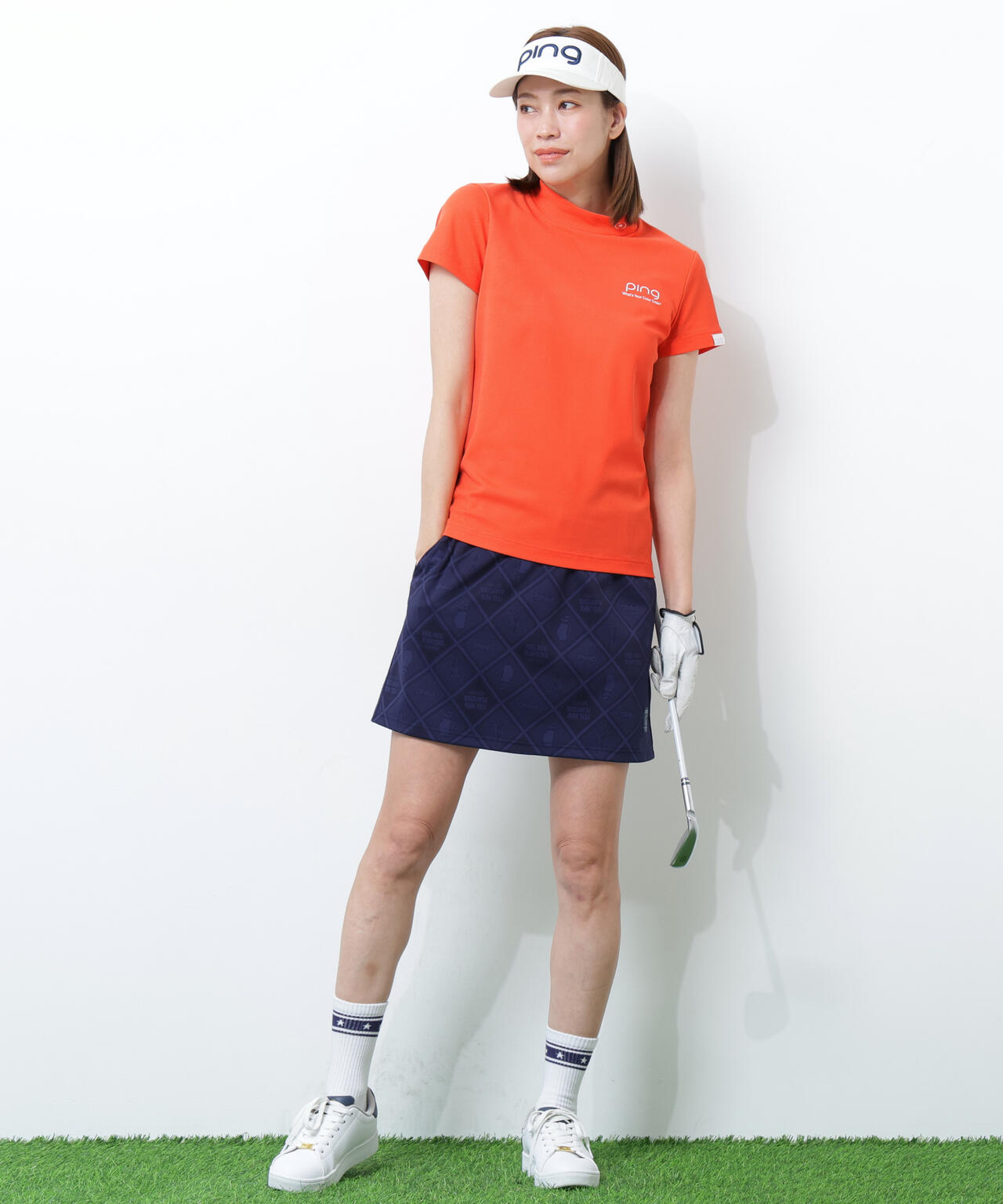 【PING APPAREL】【10カラーシリーズ】PEカノコ半袖ハイネックシャツ ＜NATIVE＞ (LADIES)