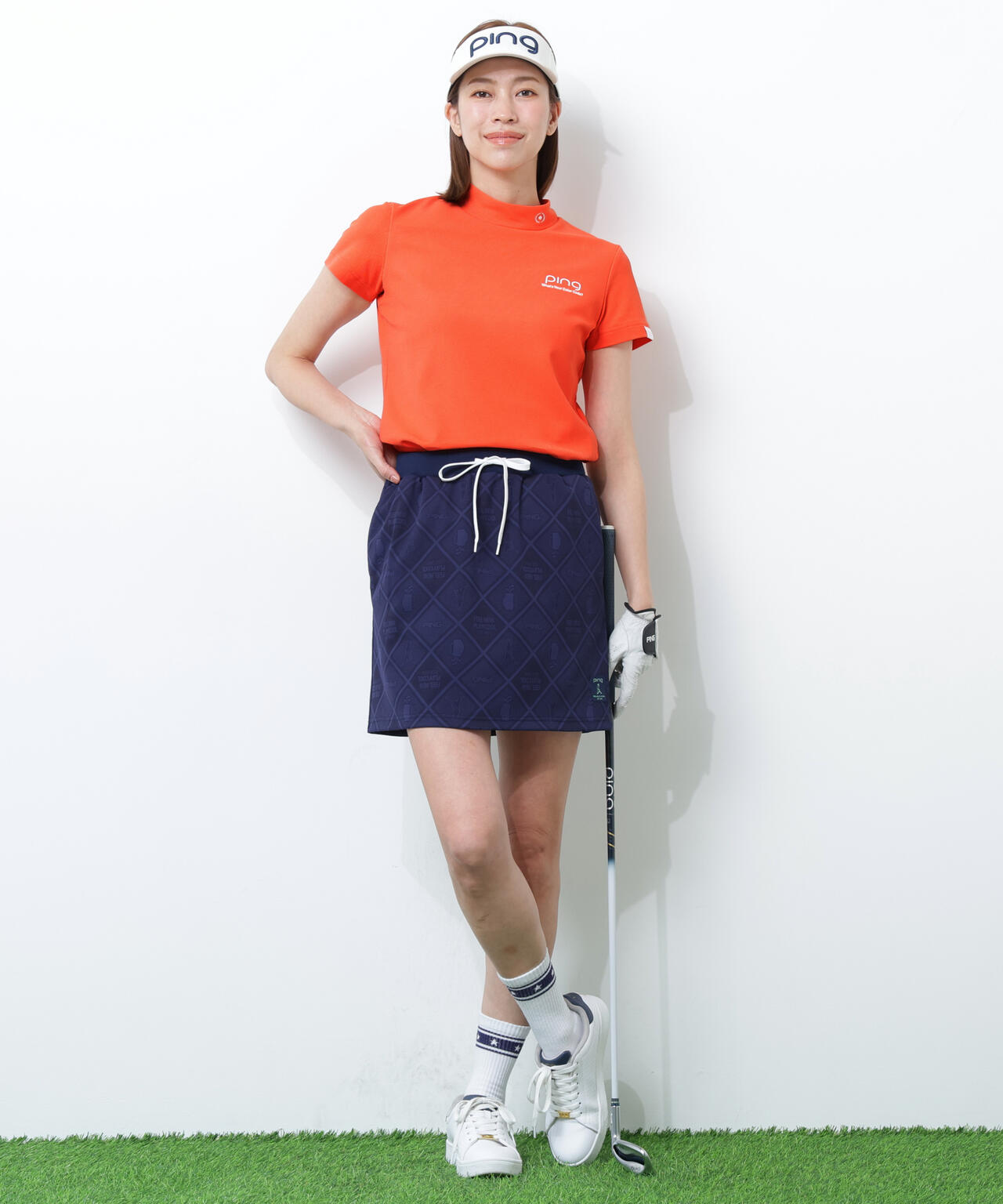 【PING APPAREL】【10カラーシリーズ】PEカノコ半袖ハイネックシャツ ＜NATIVE＞ (LADIES)