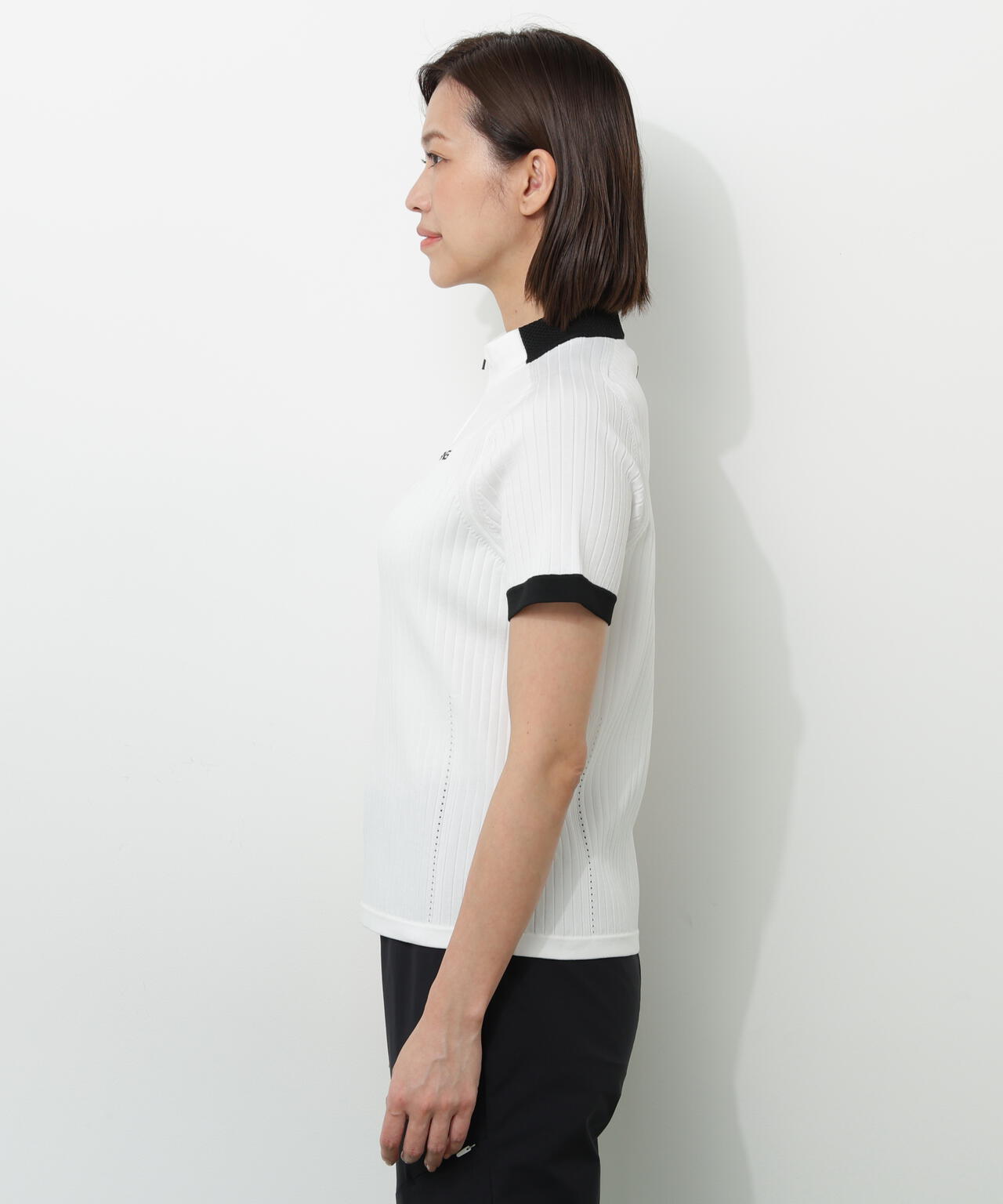 【PING APPAREL】エンボス半袖ニットハーフジップアッププルオーバー ＜GOLD＞ (LADIES)