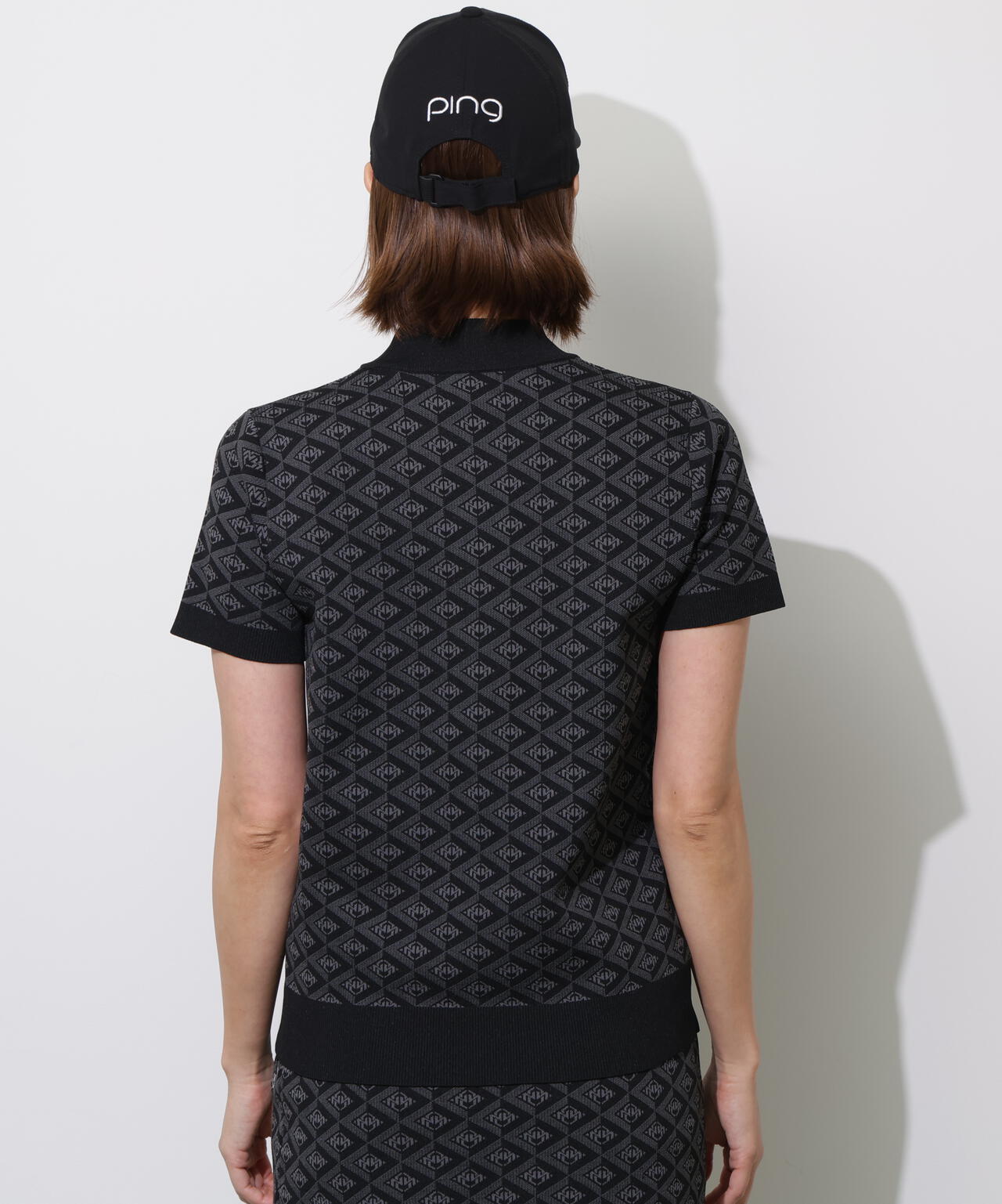 【PING APPAREL】AZモノグラムジャカード半袖ハイネックネックニット ＜PERFORMANCE＞ (LADIES)