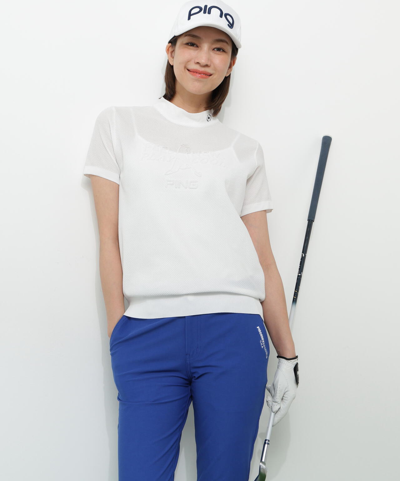 【PING APPAREL】Mr.PINGエンボス半袖ハイネックニット ＜NATIVE＞ (LADIES)