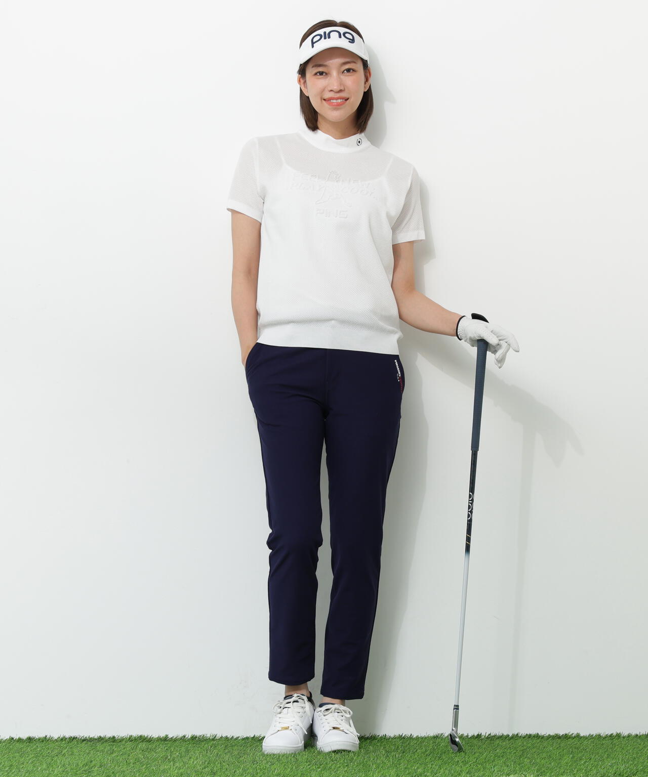 【PING APPAREL】Mr.PINGエンボス半袖ハイネックニット ＜NATIVE＞ (LADIES)