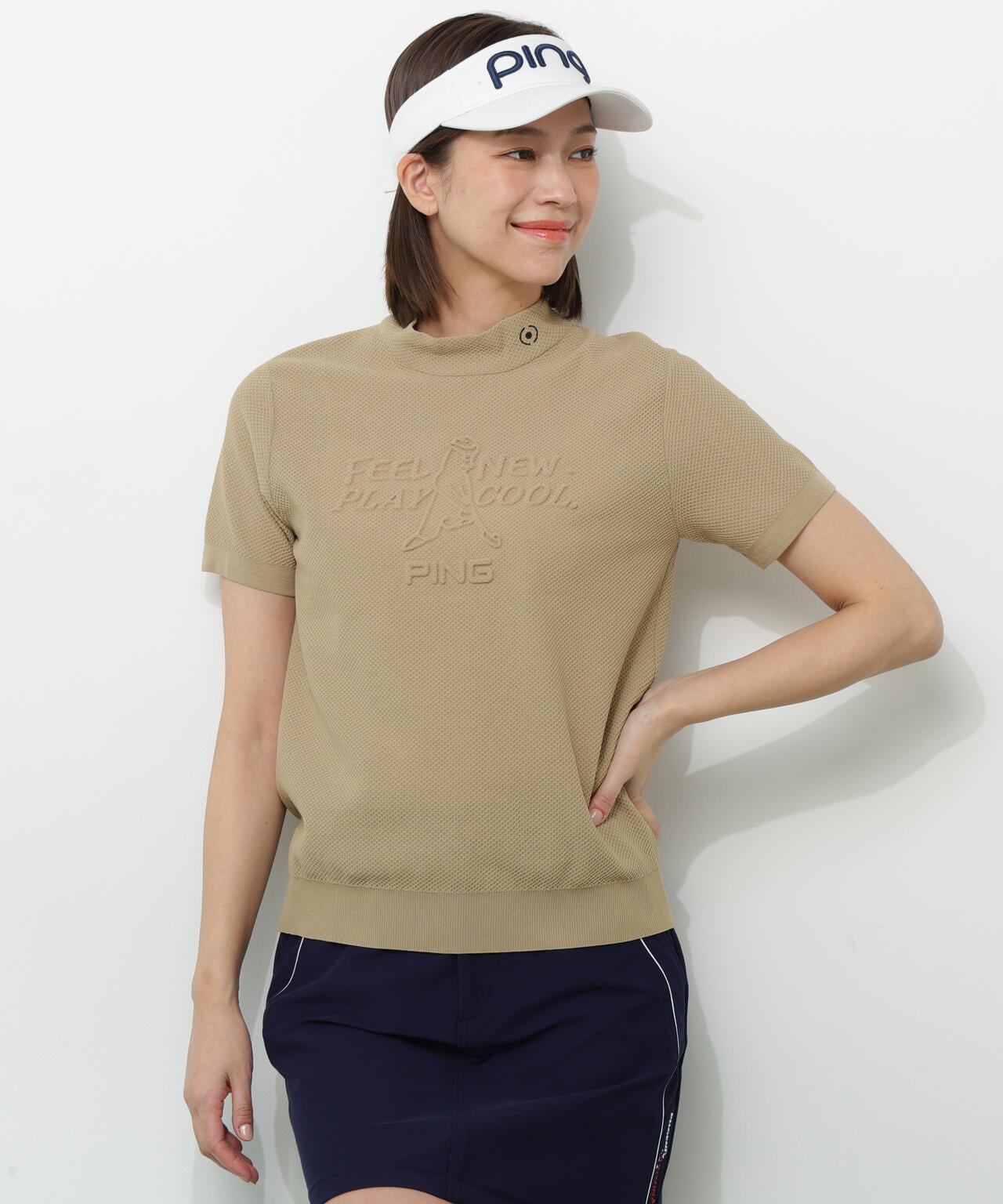 【PING APPAREL】Mr.PINGエンボス半袖ハイネックニット ＜NATIVE＞ (LADIES)
