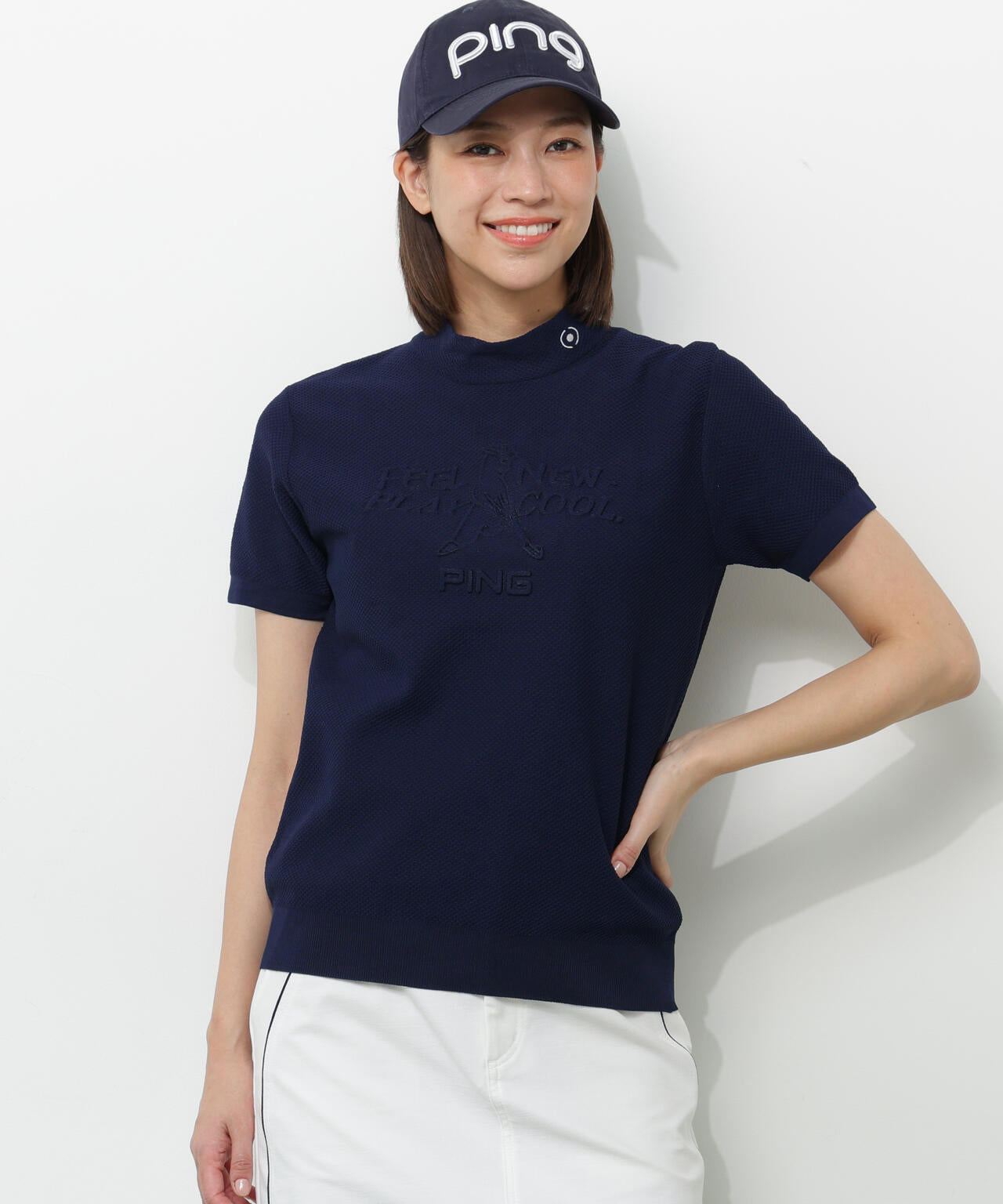 【PING APPAREL】Mr.PINGエンボス半袖ハイネックニット ＜NATIVE＞ (LADIES)