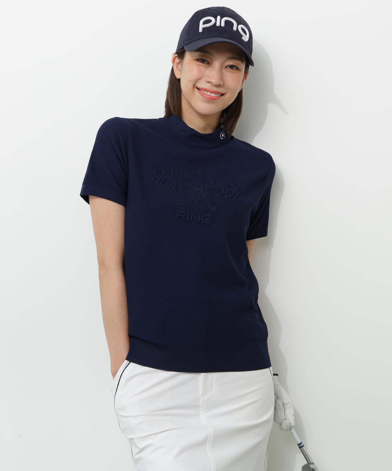 【PING APPAREL】Mr.PINGエンボス半袖ハイネックニット ＜NATIVE＞ (LADIES)