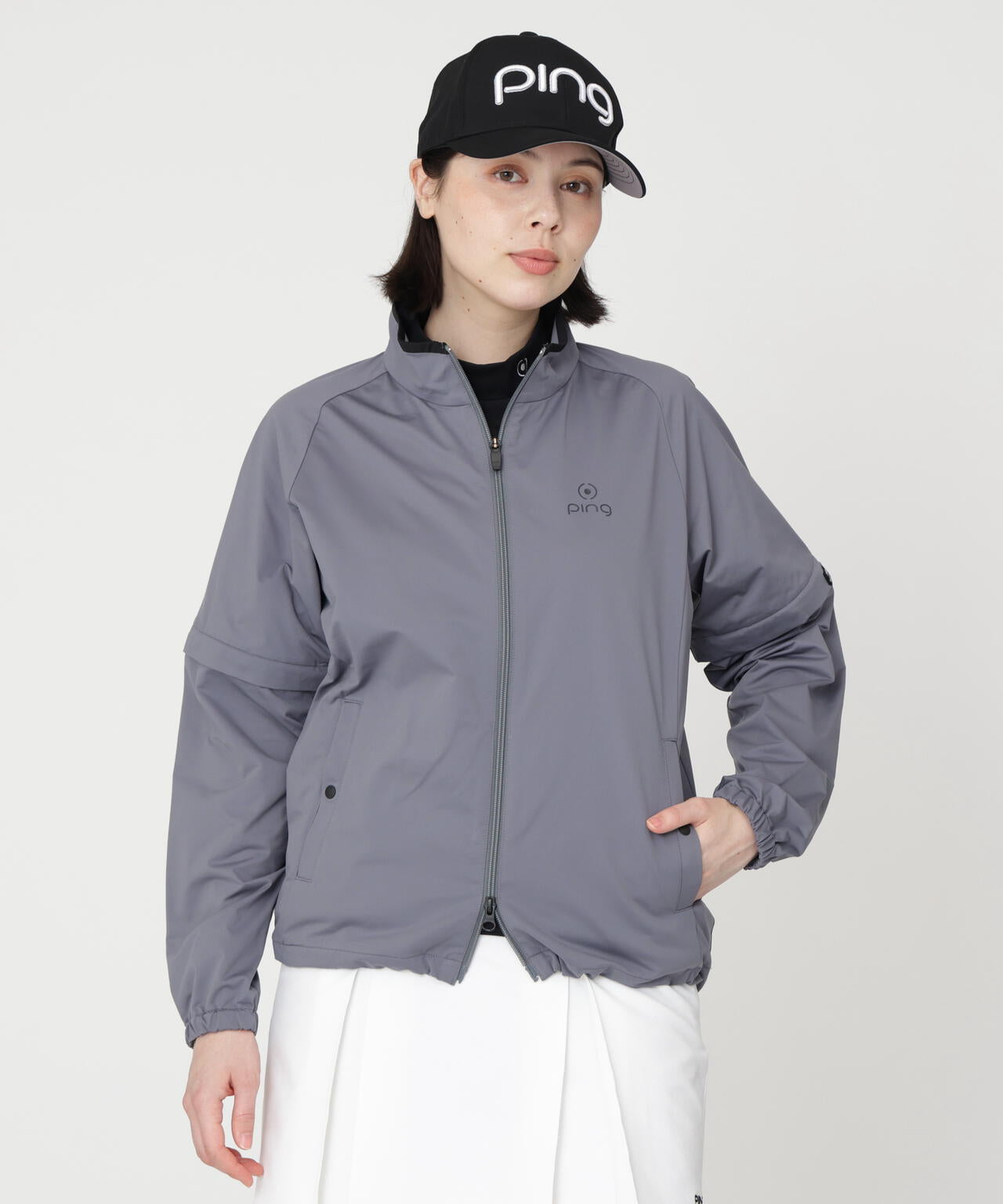 【PING APPAREL】ストレッチハイゲージ天竺2WAYスタンドフルジップブルゾン (LADIES)