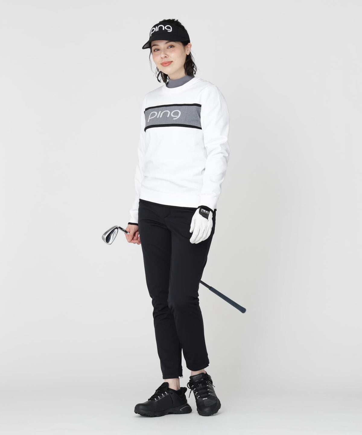[PING APPAREL] [ストレッチ・防風] 裾ロゴジャカードボンディングジョガーパンツ (LADIES)