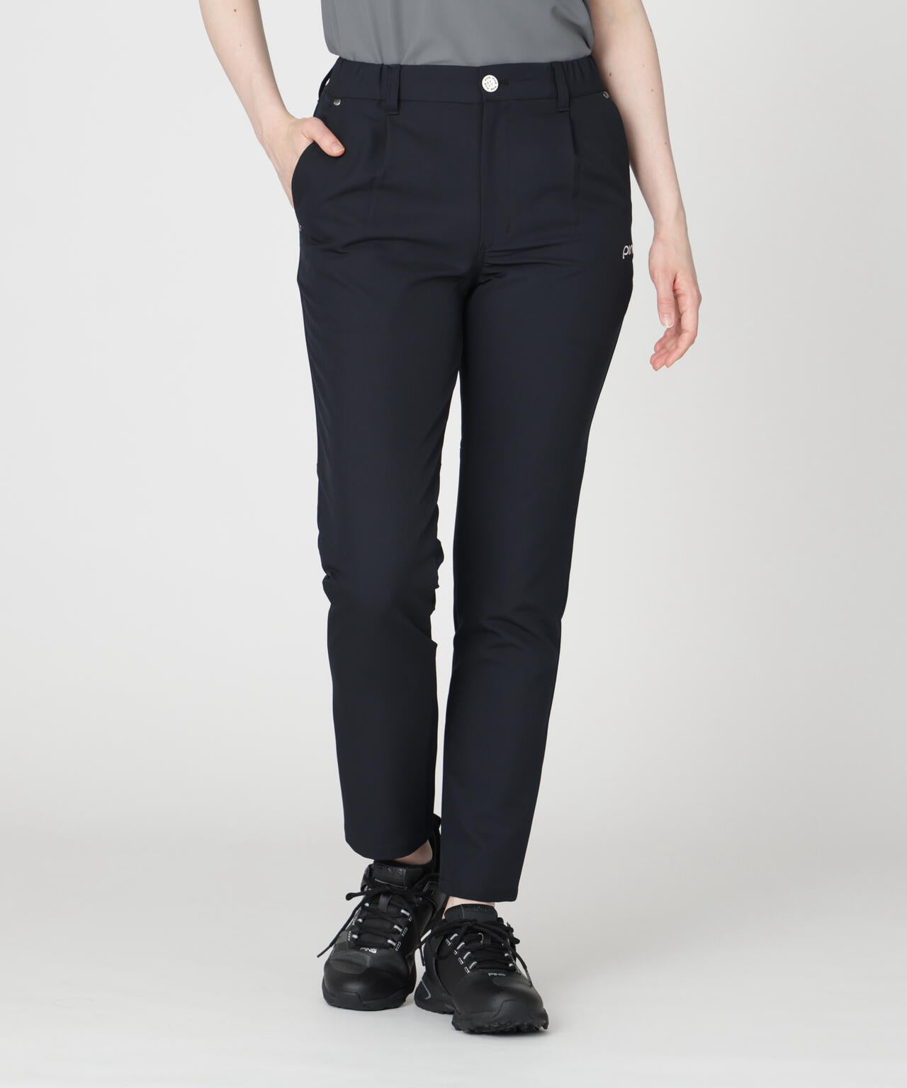 【PING APPAREL】全方向ストレッチ裏グリッドナイロン5ポケットテーパードパンツ (LADIES)