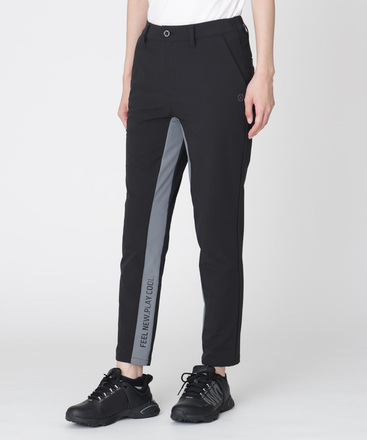 【PING APPAREL】全方向ストレッチ二重織 フィット＆ストレッチ配色テーパードパンツ (LADIES)