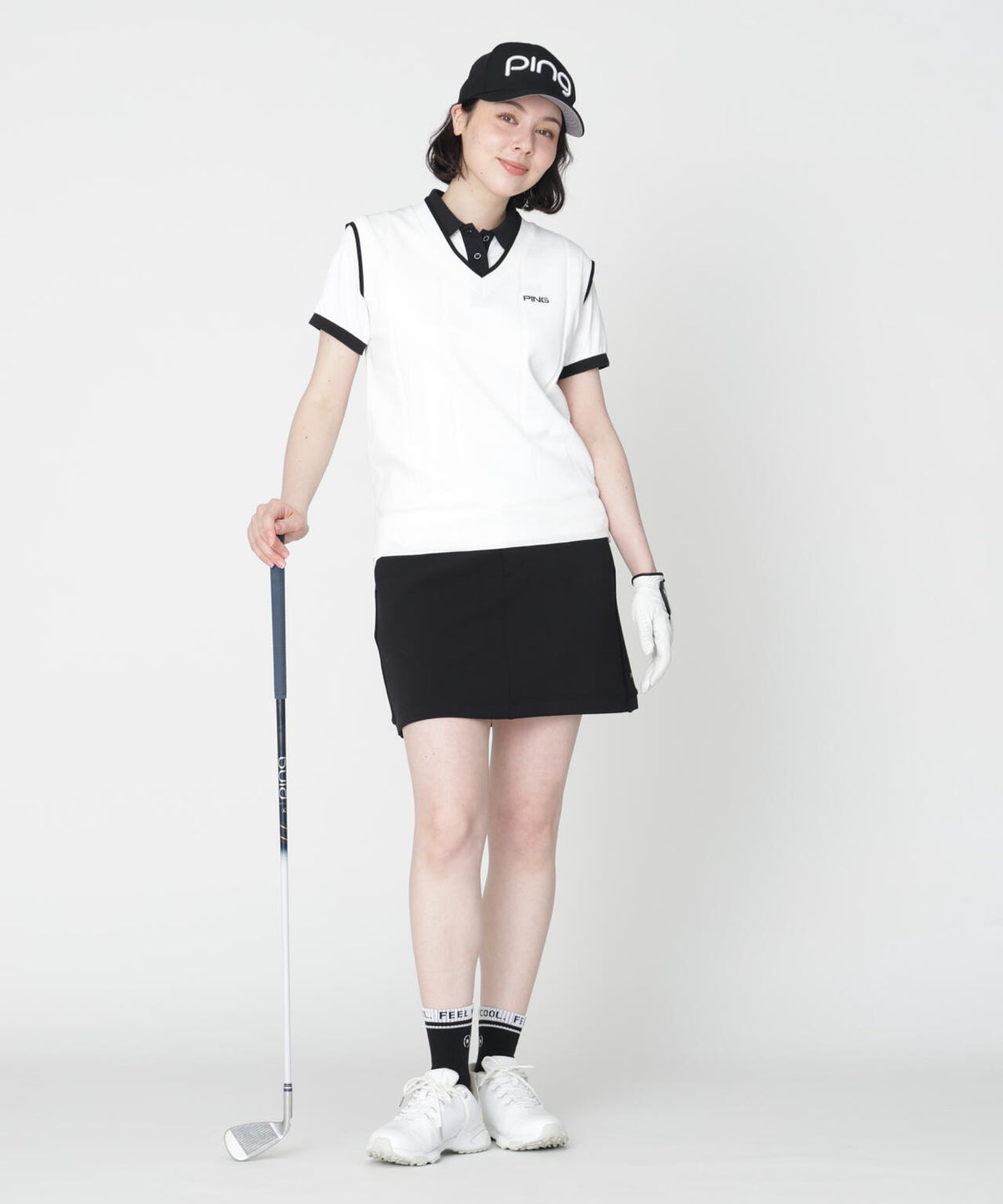 【PING APPAREL】全方向ストレッチダンボールニットサイド切替スカート (LADIES)