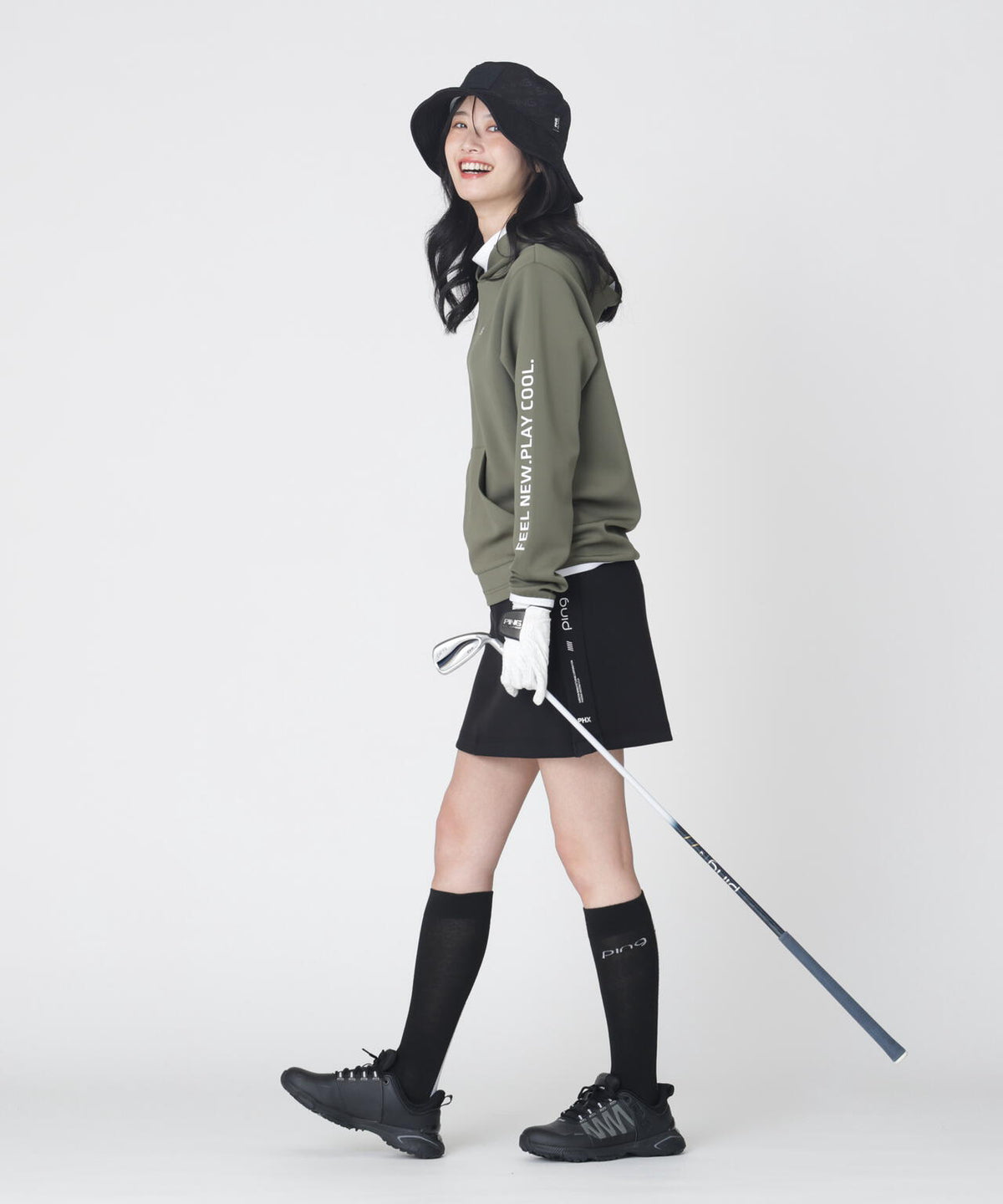 【PING APPAREL】全方向ストレッチダンボールニットサイド切替スカート (LADIES)