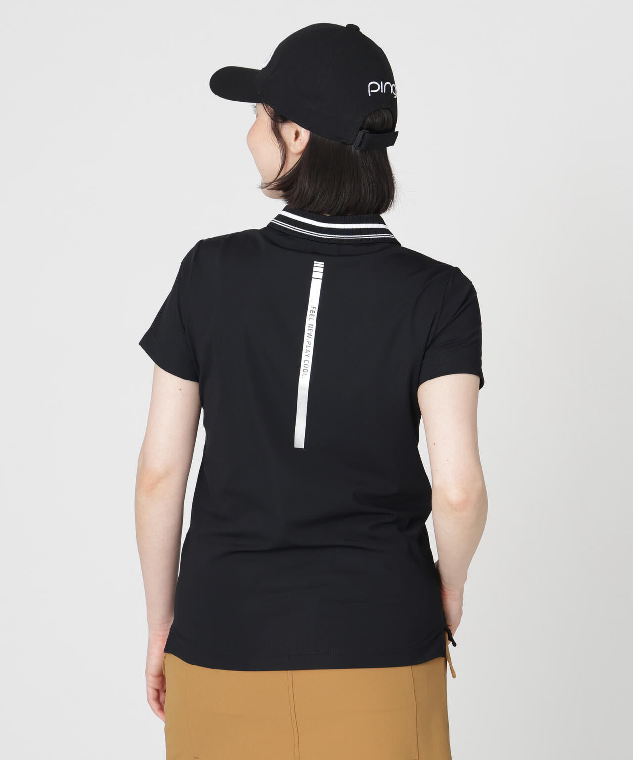 ［PING APPAREL］［接触冷感・UVカット］ライン衿半袖ポロシャツ (LADIES)