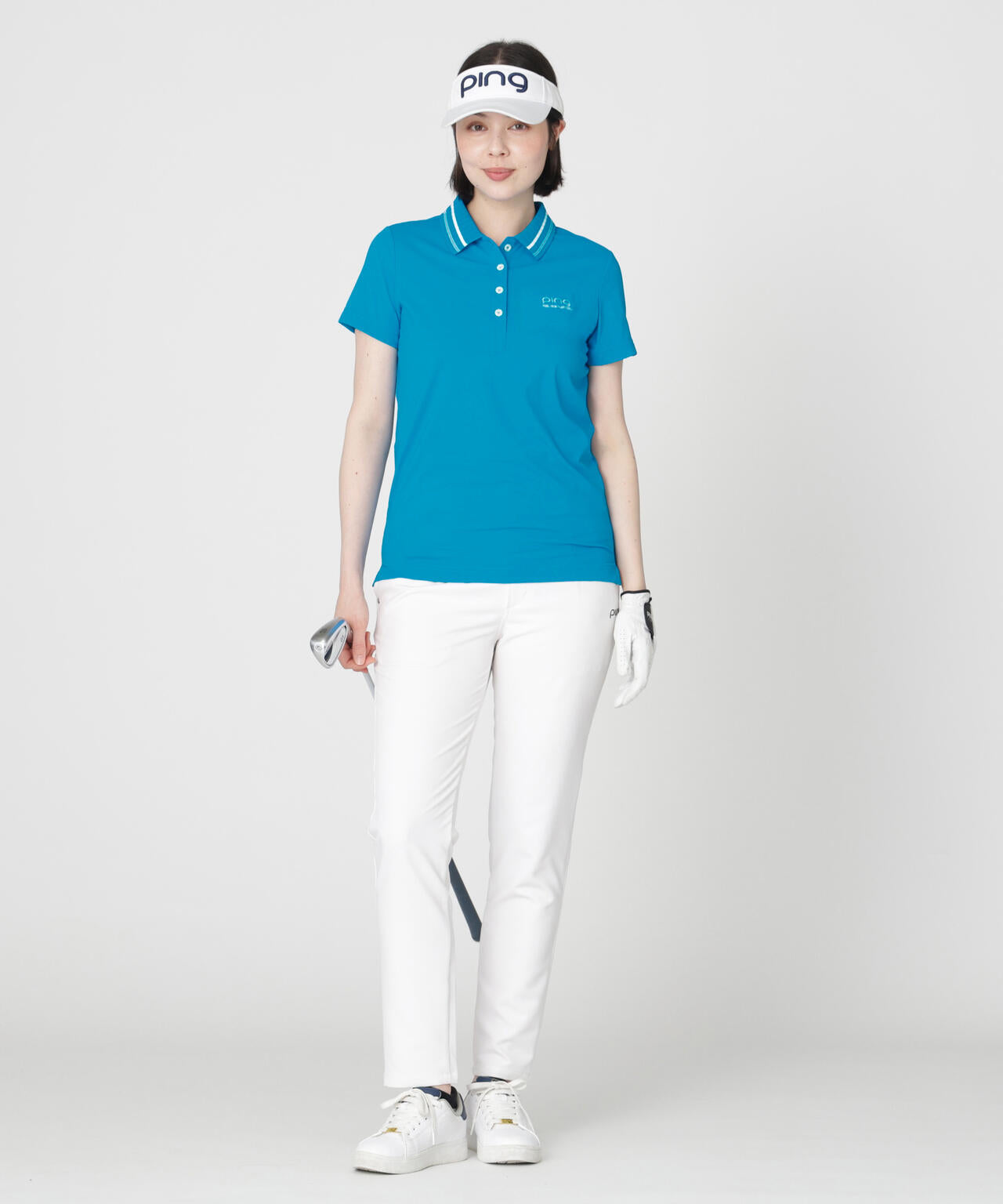 ［PING APPAREL］［接触冷感・UVカット］ライン衿半袖ポロシャツ (LADIES)