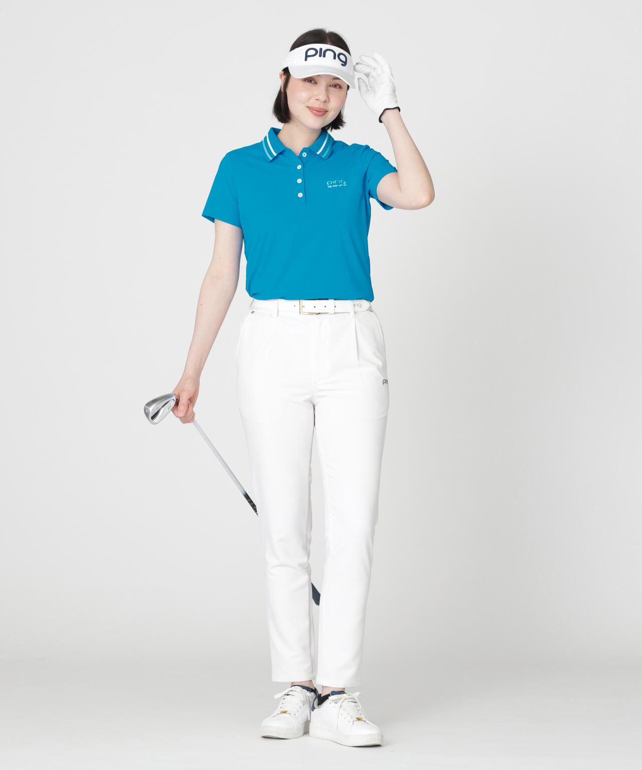 ［PING APPAREL］［接触冷感・UVカット］ライン衿半袖ポロシャツ (LADIES)
