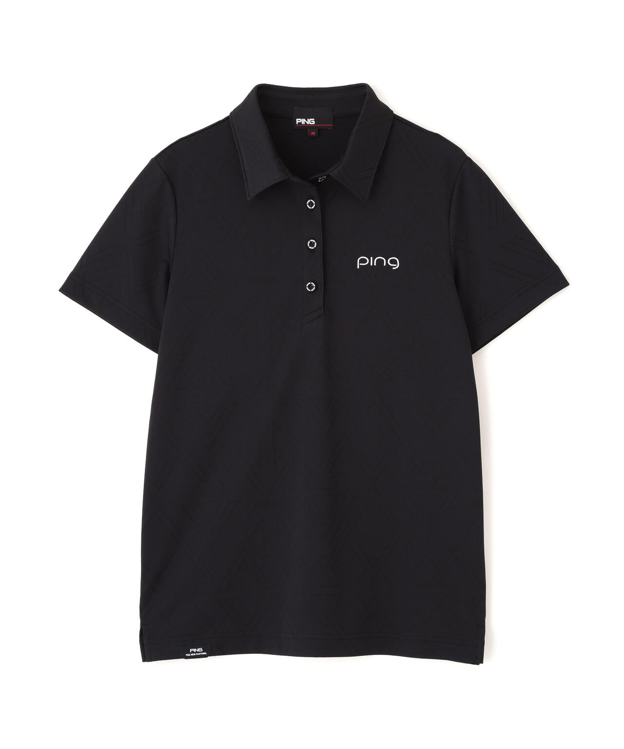 ［PING APPAREL］［吸水速乾・ストレッチ］三角幾何学柄ジャカード半袖ポロシャツ (LADIES)