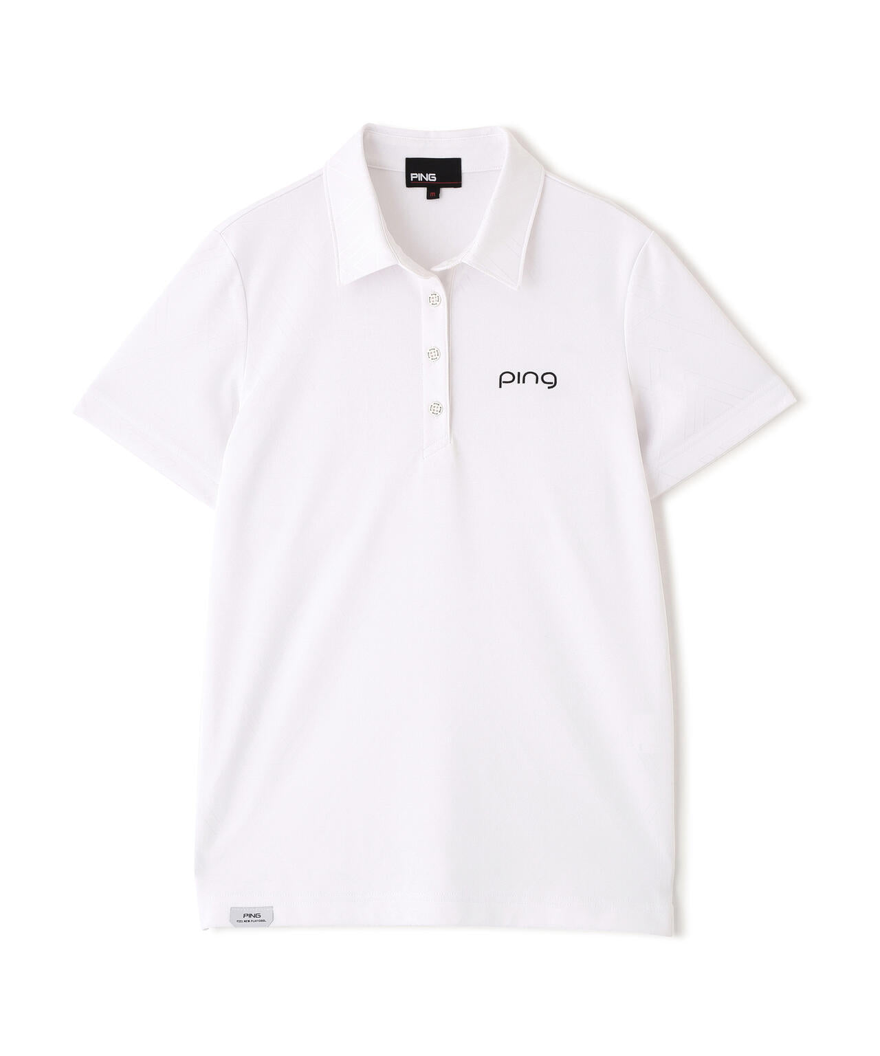 ［PING APPAREL］［吸水速乾・ストレッチ］三角幾何学柄ジャカード半袖ポロシャツ (LADIES)